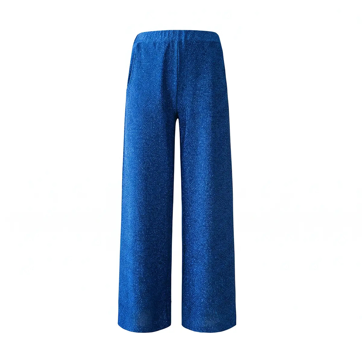 AIDA, pantalone palazzo in lurex blu.