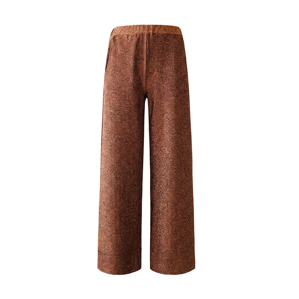 AIDA, pantalone palazzo in lurex bronzo.