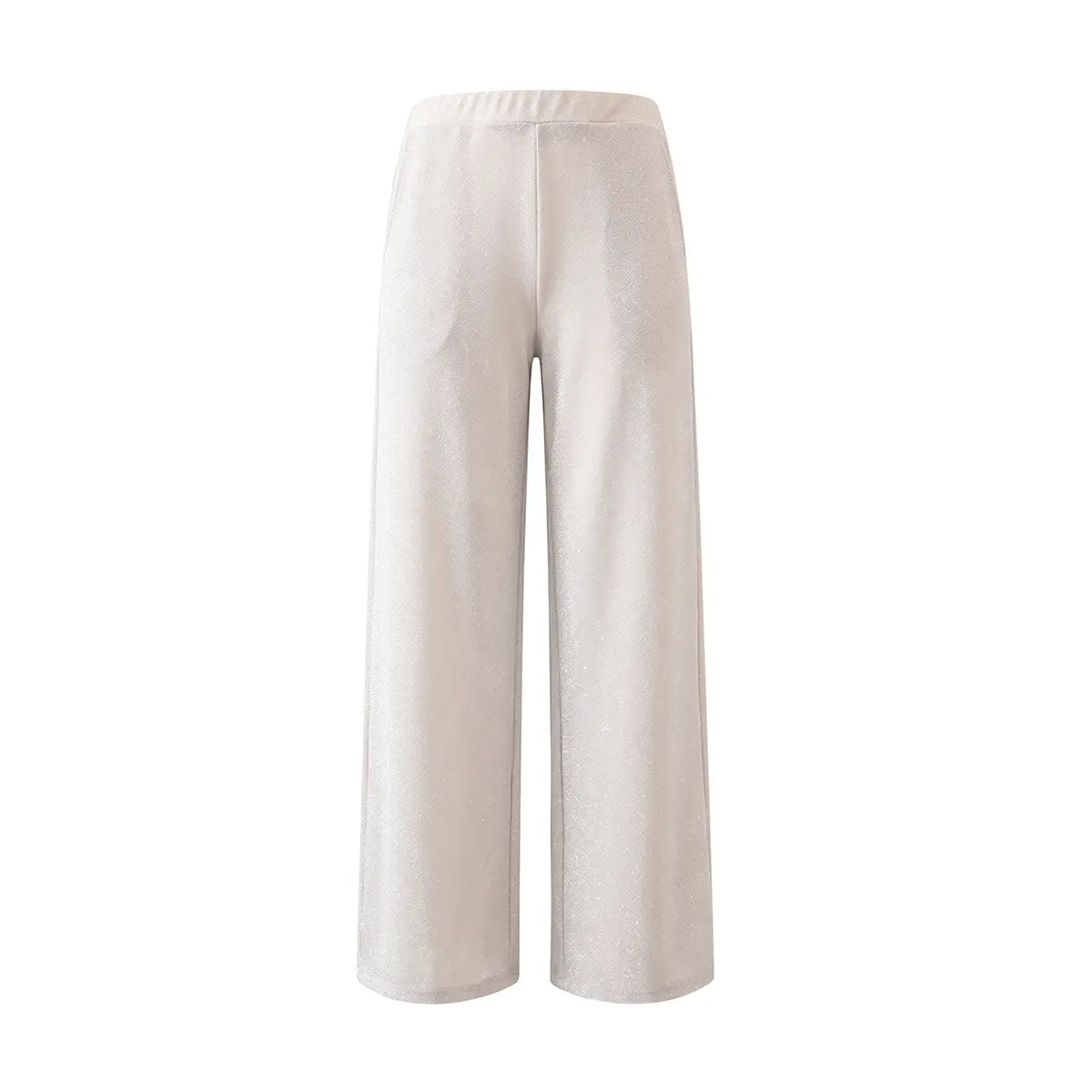 AIDA, pantalone palazzo in lurex panna.