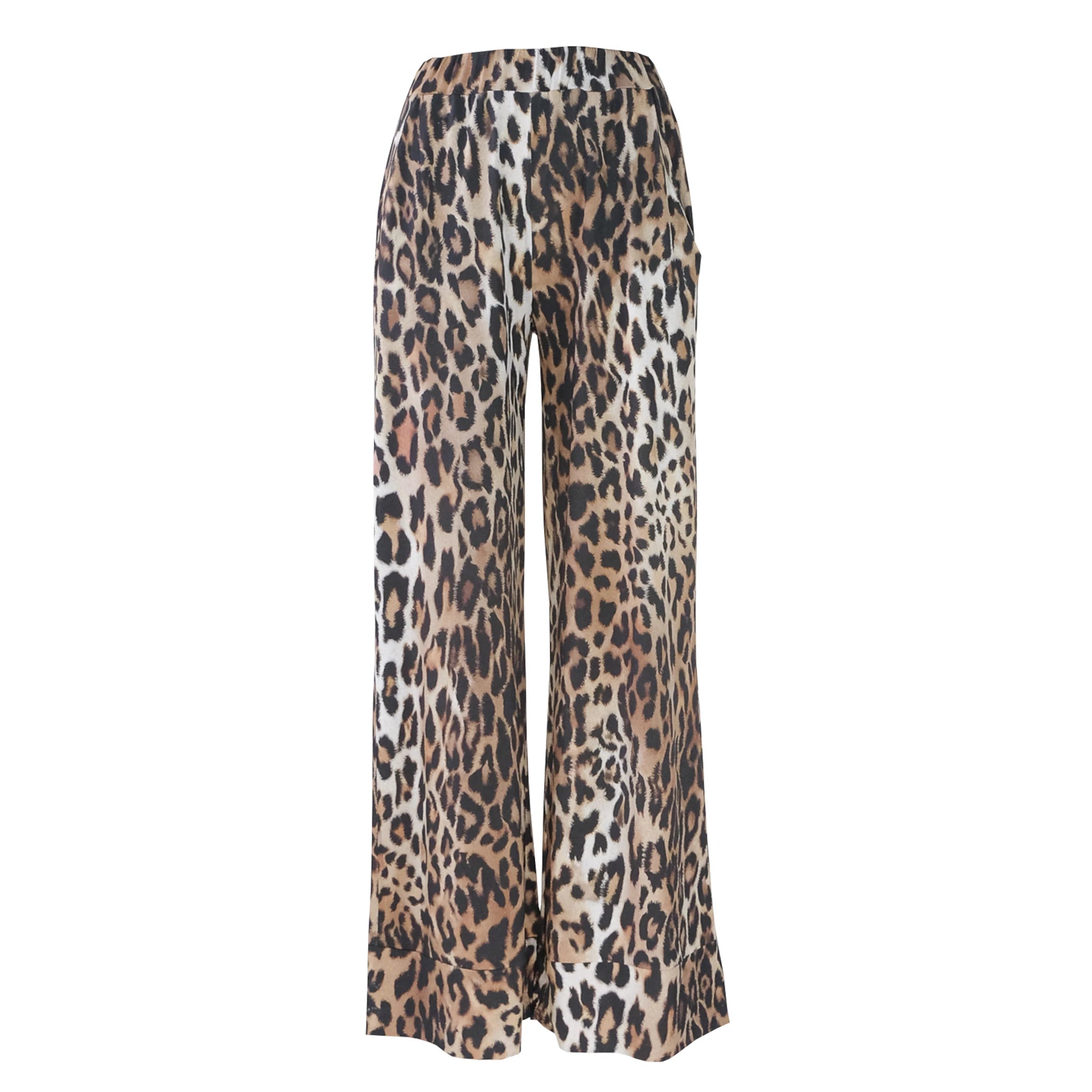 AIDA pantaloni palazzo in lycra Animalier - eleganti pantaloni Made in Italy Stretch Collection