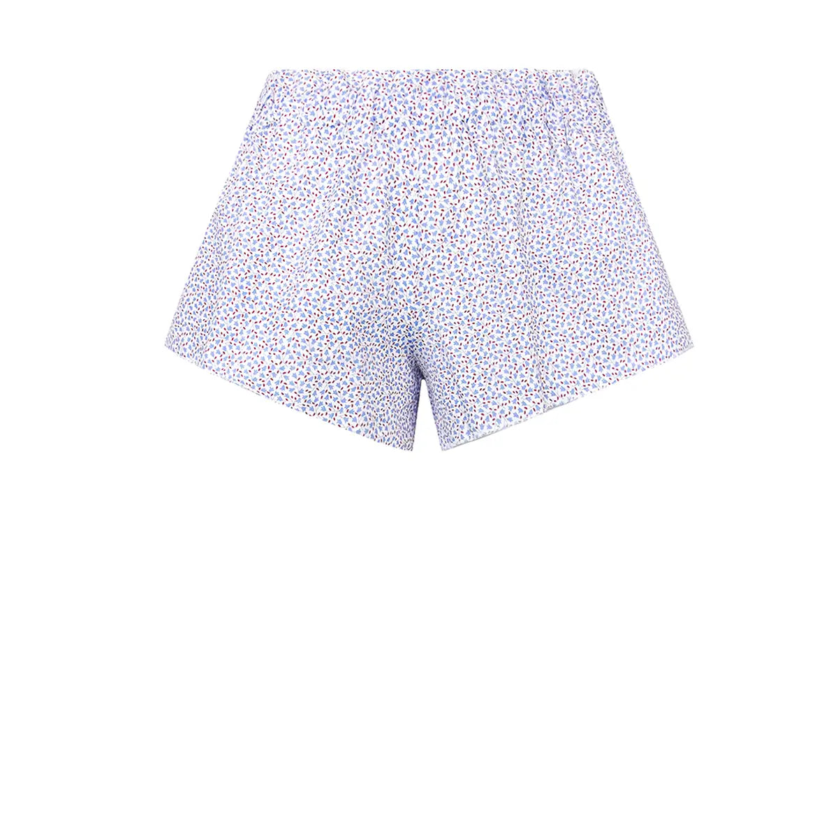 Shorts AMARANTA di Alessandra Gallo con vita elasticizzata in cotone fantasia Nets - Made in Italy - Printemps Collection - vista frontale