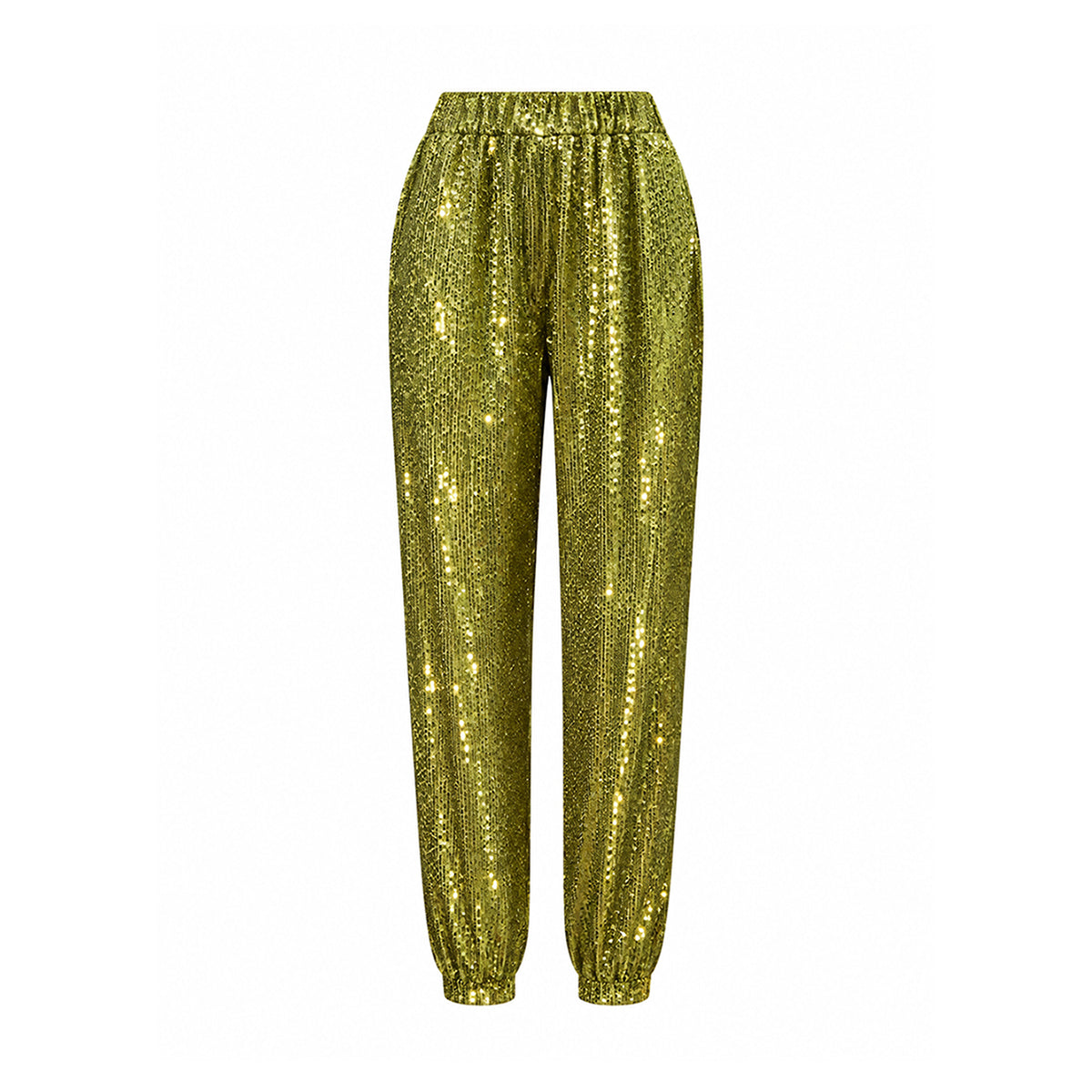 AMBRA, pantalone in paillettes verdi.