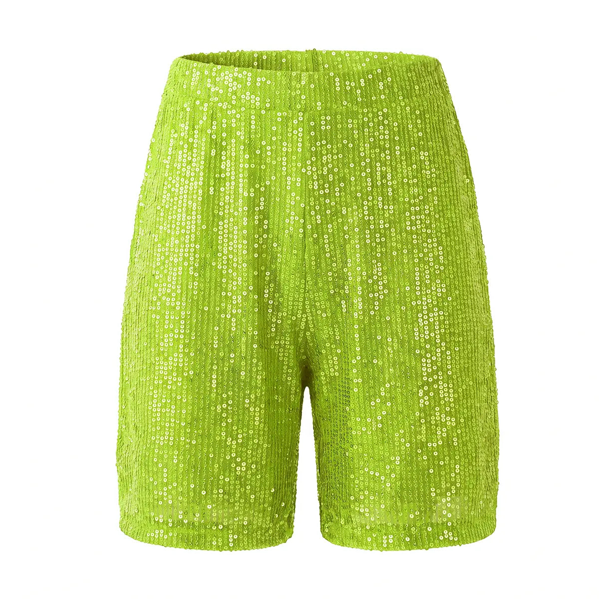 AURIGA, pantaloncini in paillettes verde chiaro.