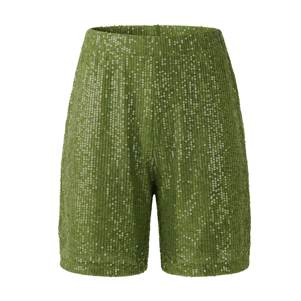 AURIGA, pantaloncini in paillettes verdi.