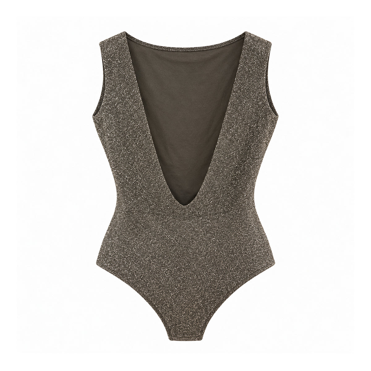 VILENIA - Body in Lurex Verde con Schiena a V