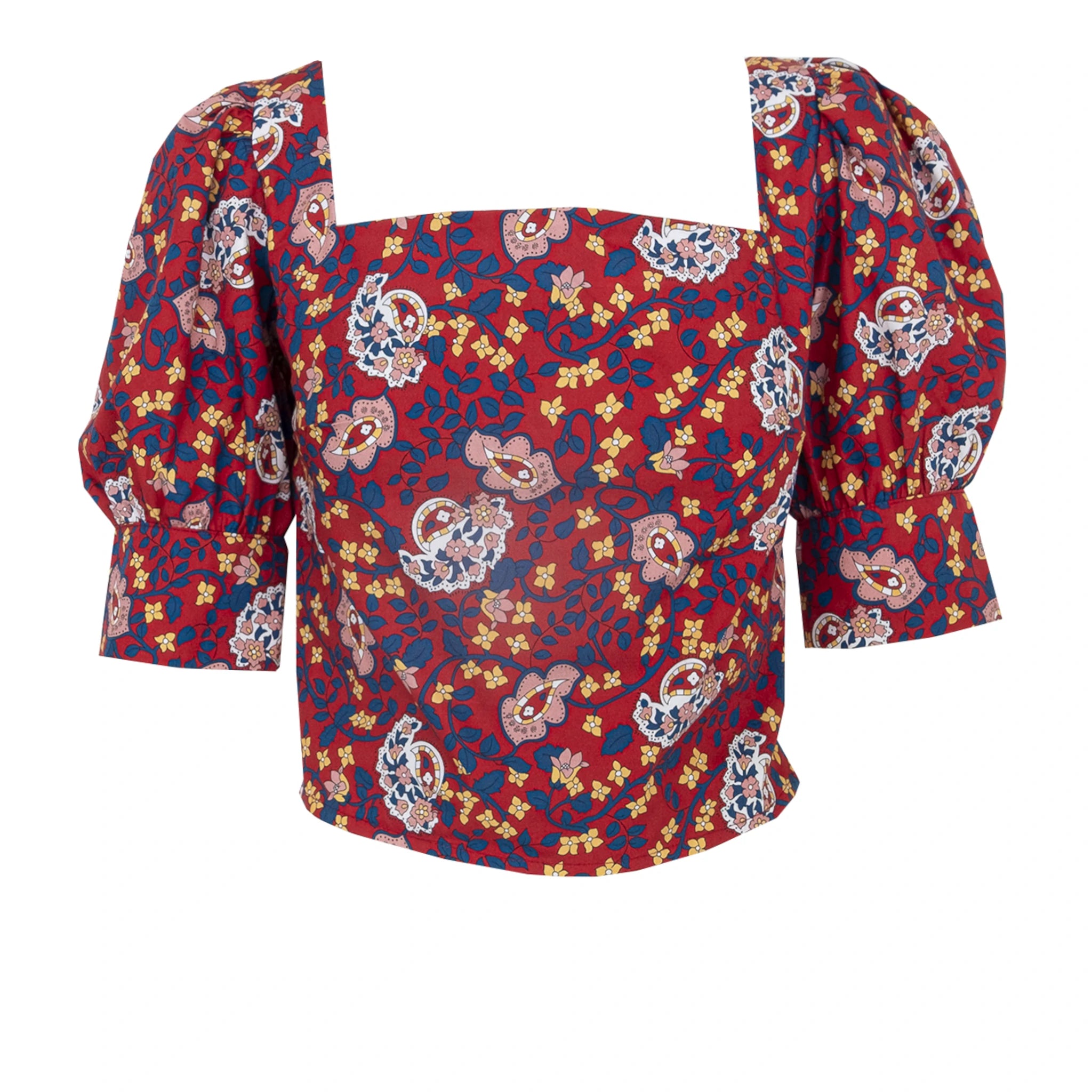 CAMELIA top cotone Red Obsession scollo quadrato The Obsession Collection Alessandra Gallo