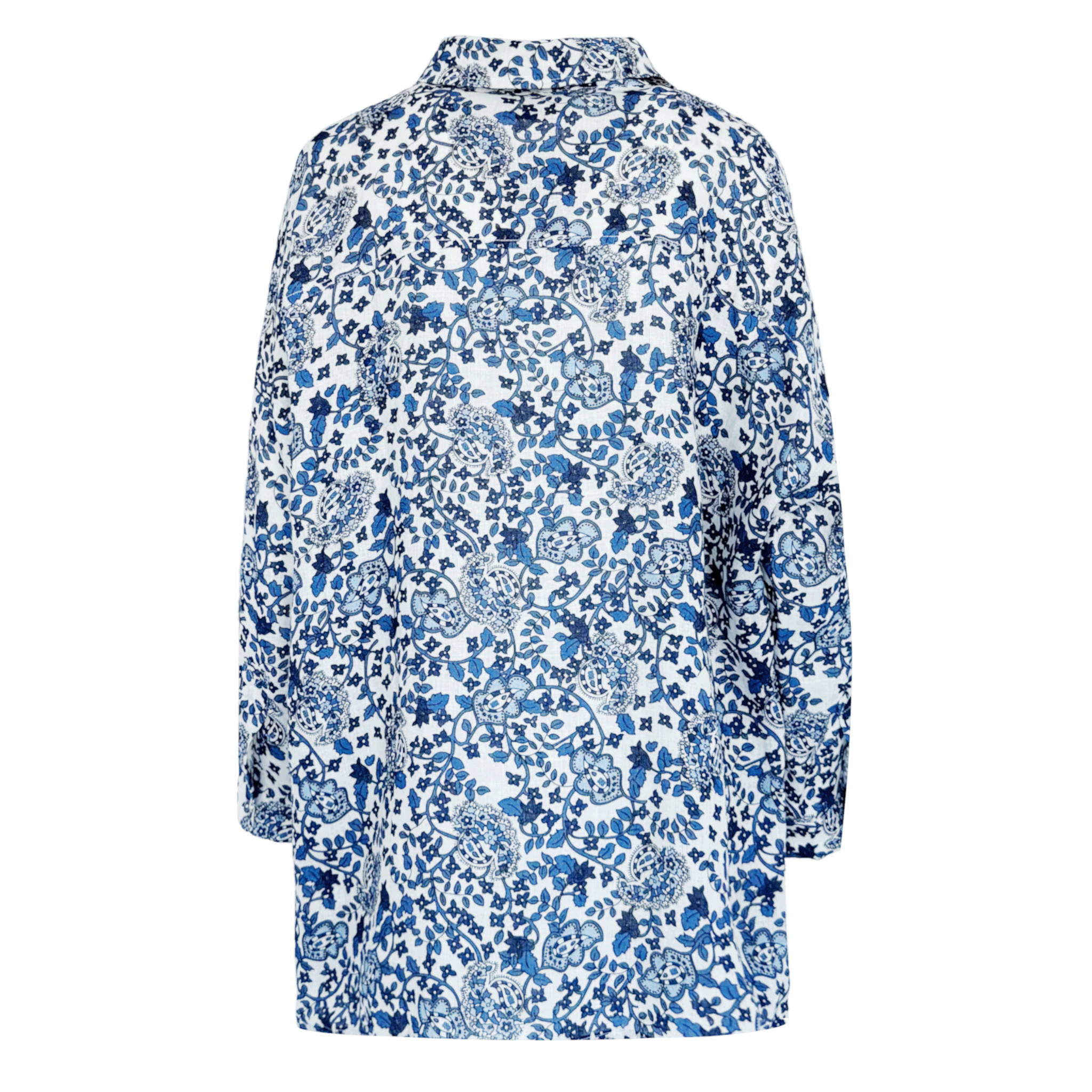 LEILA camicia lino oversize - vista posteriore con bottoni madreperla Alessandra Gallo
