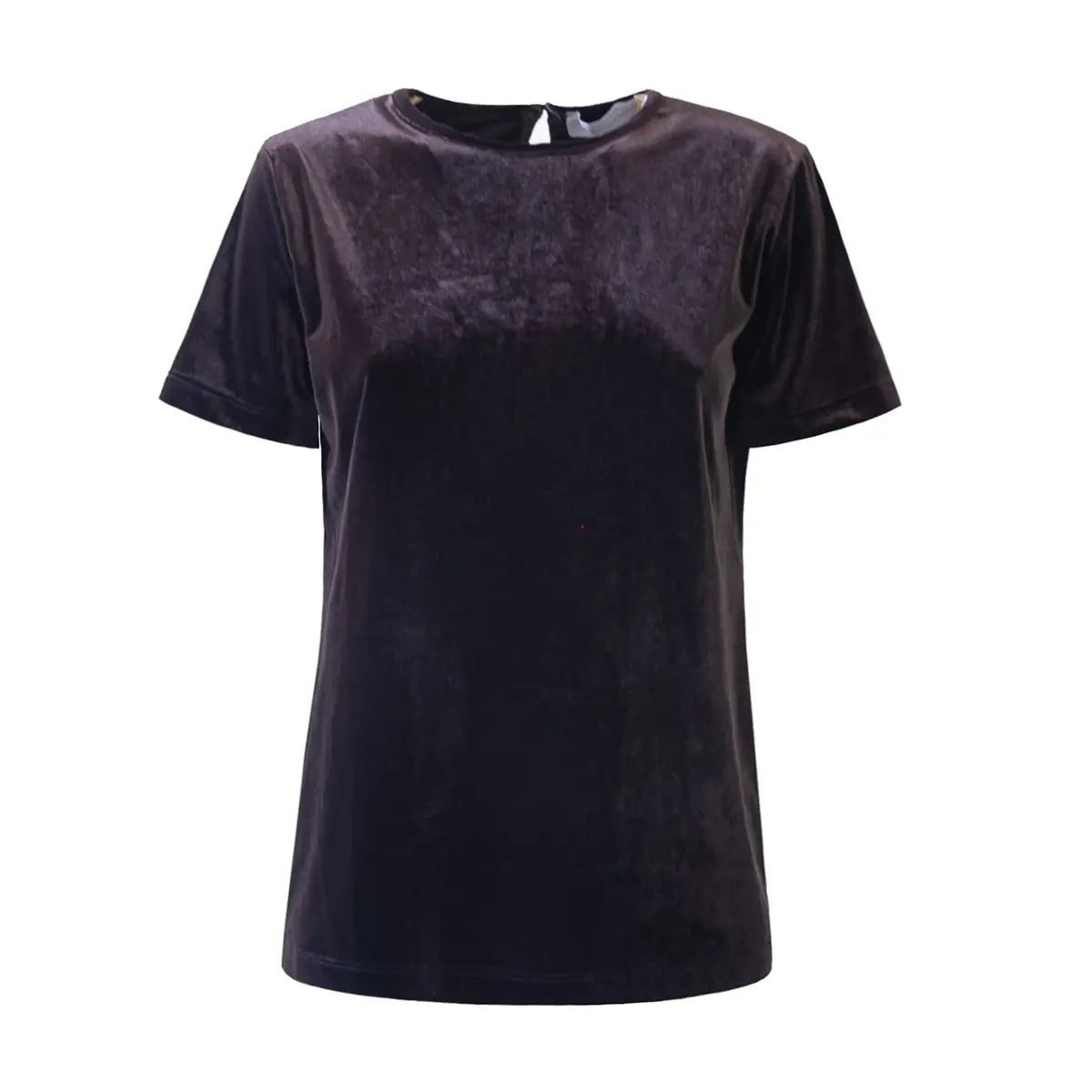 T-shirt CARMEN di Alessandra Gallo in ciniglia marrone con girocollo e maniche corte - vista frontale - Day&Night collection