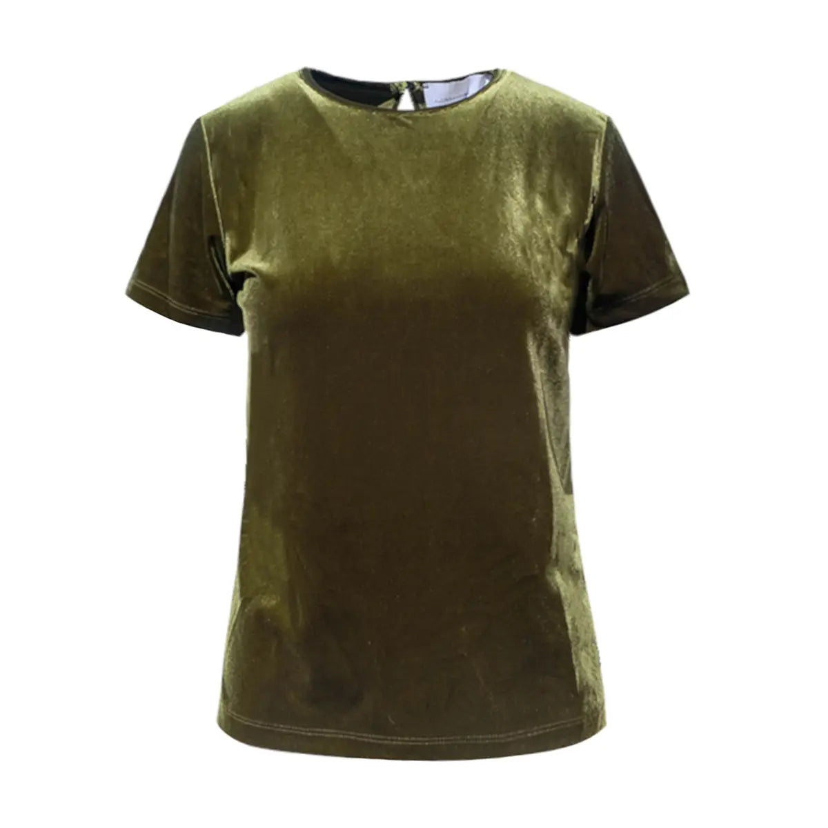T-shirt CARMEN di Alessandra Gallo in ciniglia verde con girocollo e maniche corte - vista frontale - Day&Nightt collection