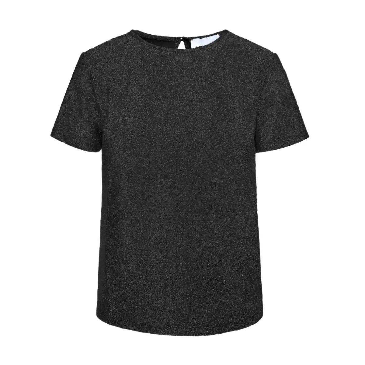 T-shirt CARMEN di Alessandra Gallo in lurex antracite con girocollo e maniche corte - vista frontale - Stardust collection