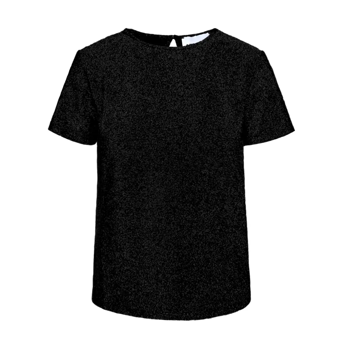 T-shirt CARMEN di Alessandra Gallo in lurex nero con girocollo e maniche corte - vista frontale - Stardust collection