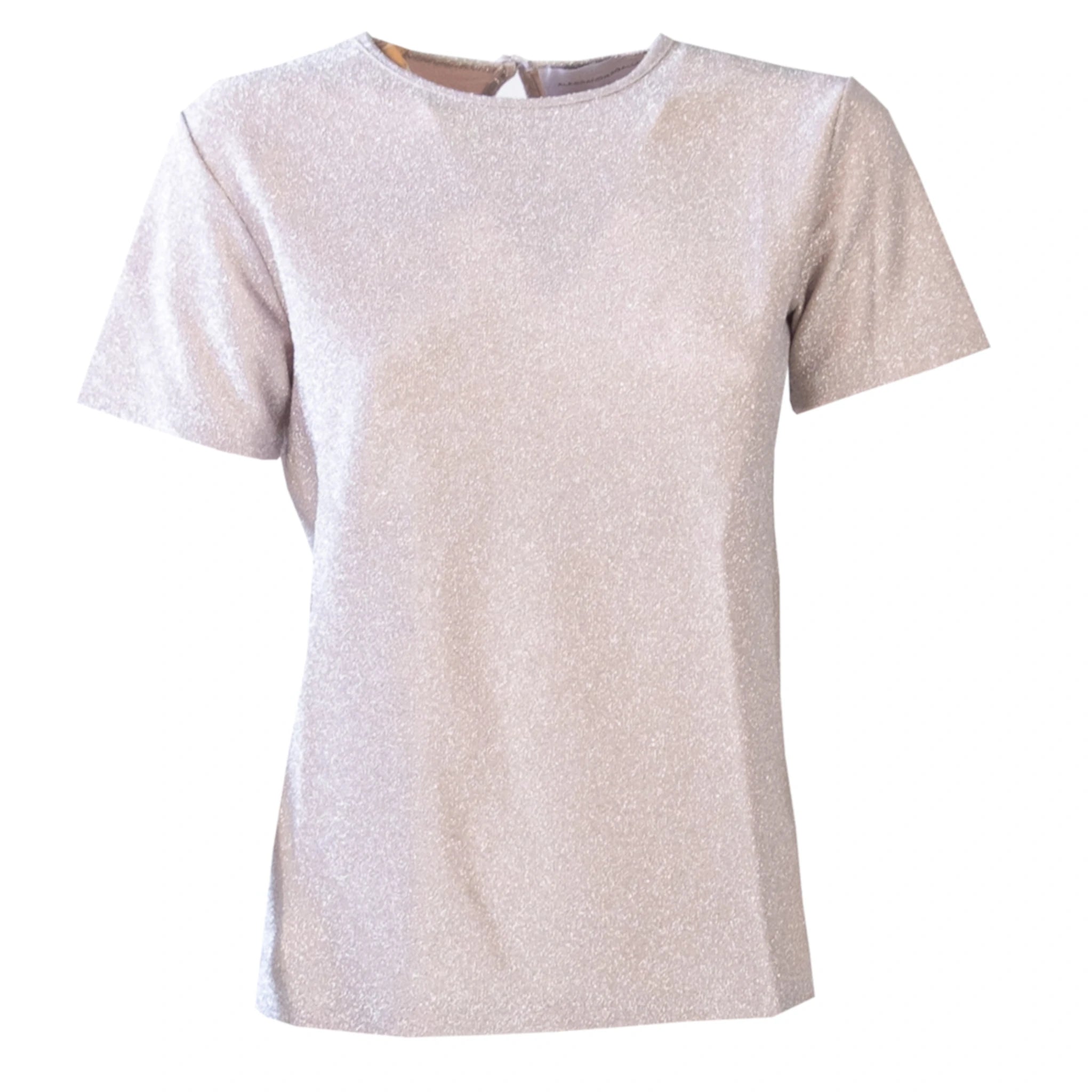 T-shirt CARMEN Alessandra Gallo in lurex crema con girocollo e maniche corte