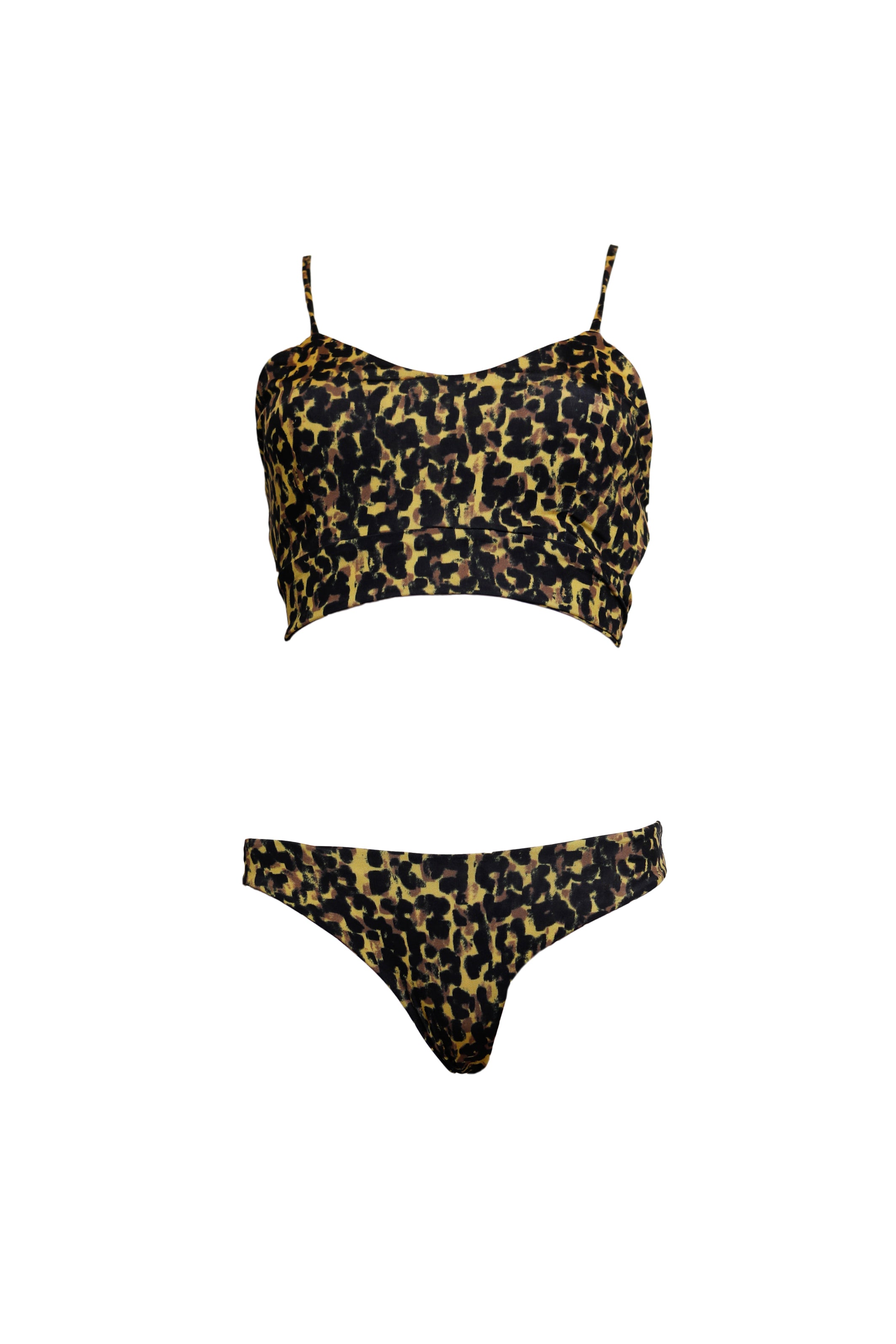 CECILIA - two-piece swimsuit in yellow animal print lycra