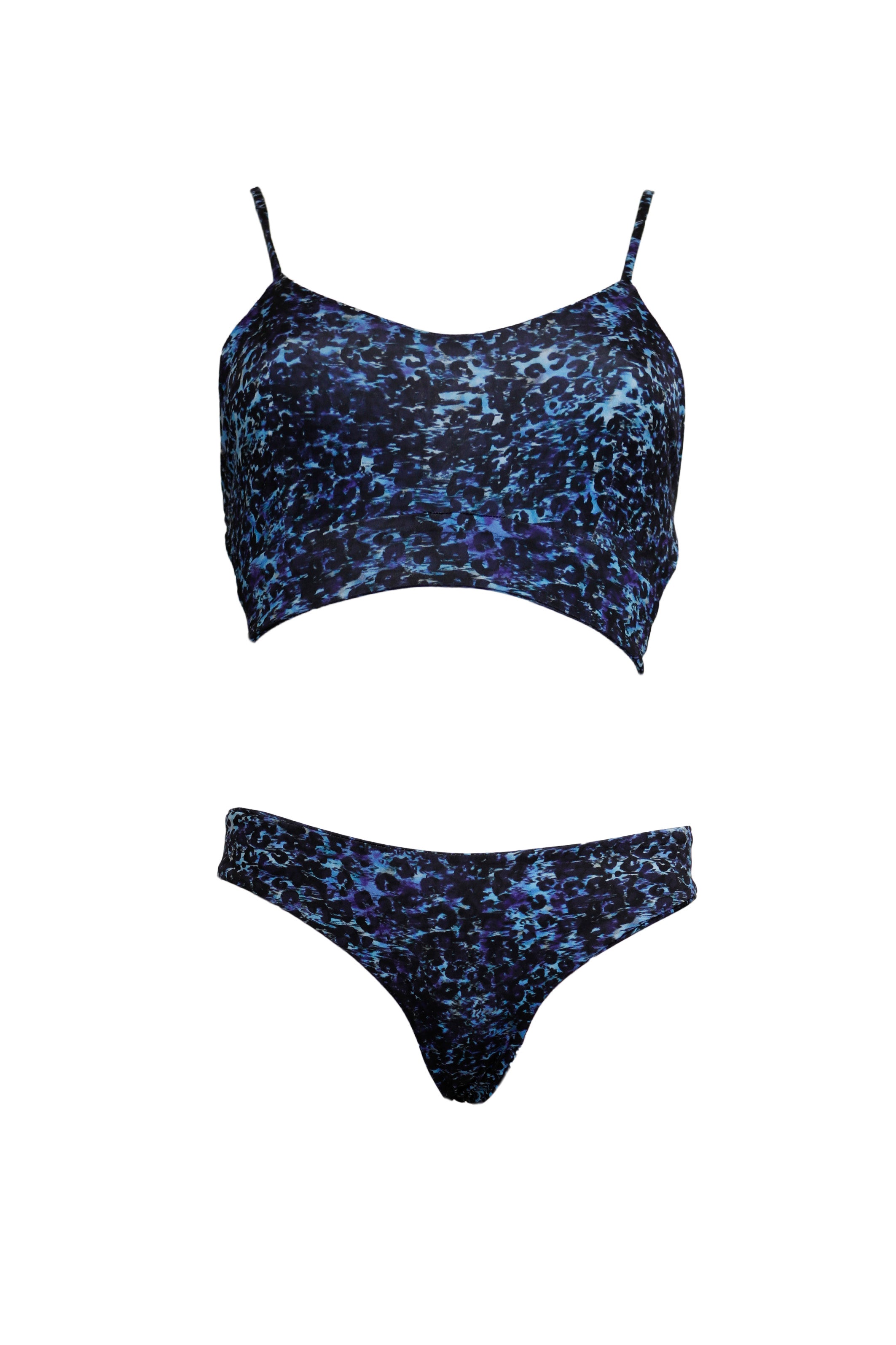 CECILIA - two-piece swimsuit in blue animal print lycra