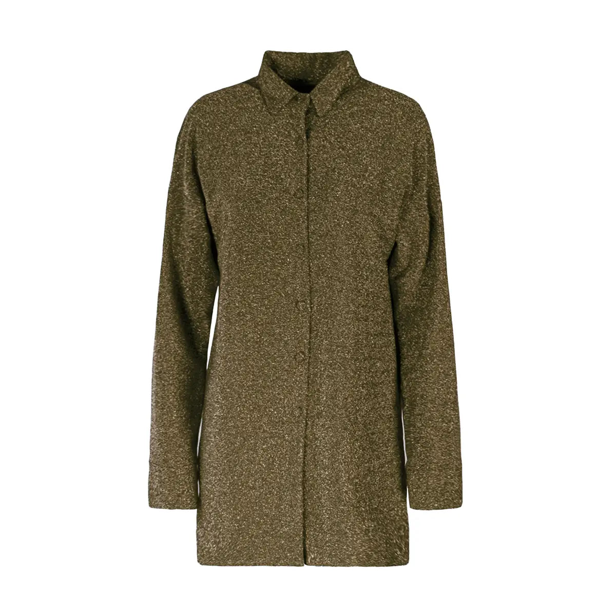 Camicia CELESTE di Alessandra Gallo in lurex oro con colletto italiano - vista frontale - Stardust Collection