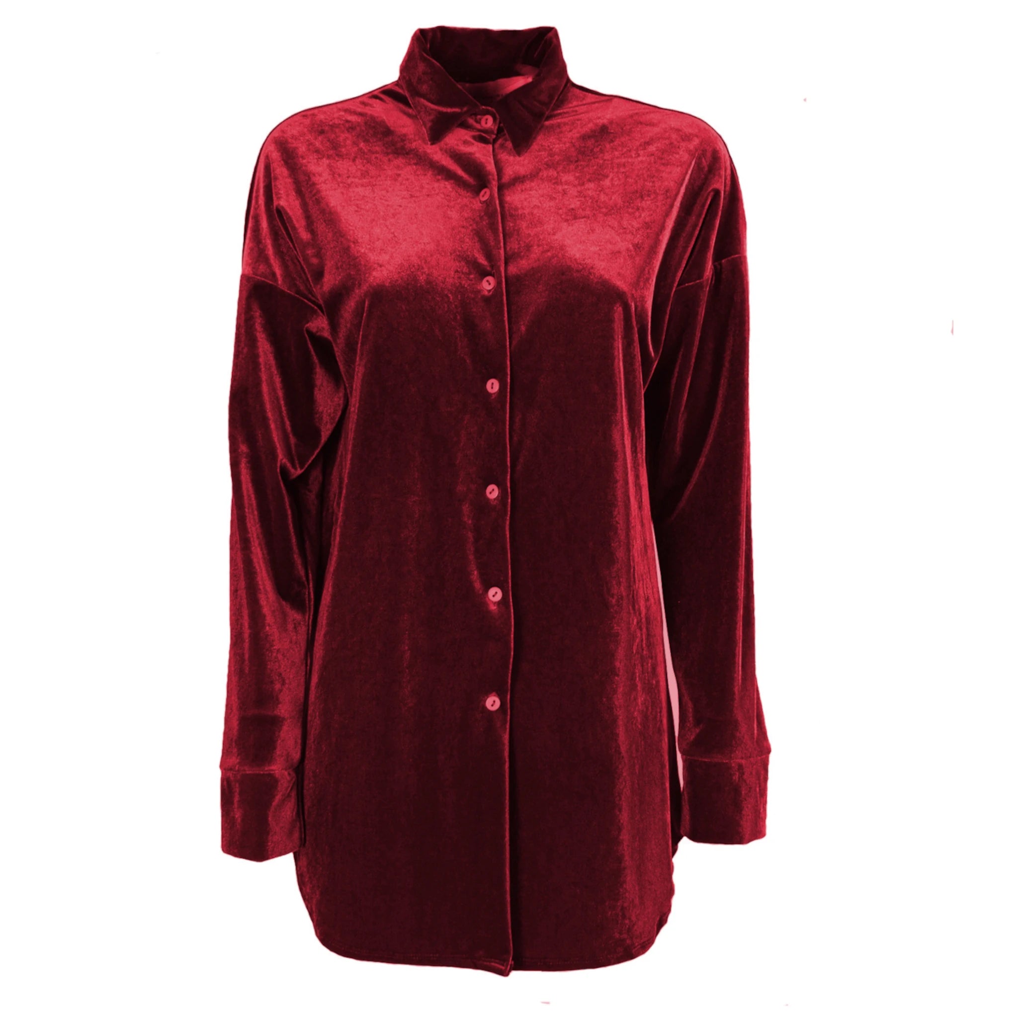 Camicia CELESTE ciniglia bordeaux con colletto italiano - vista frontale Day&Night Collection