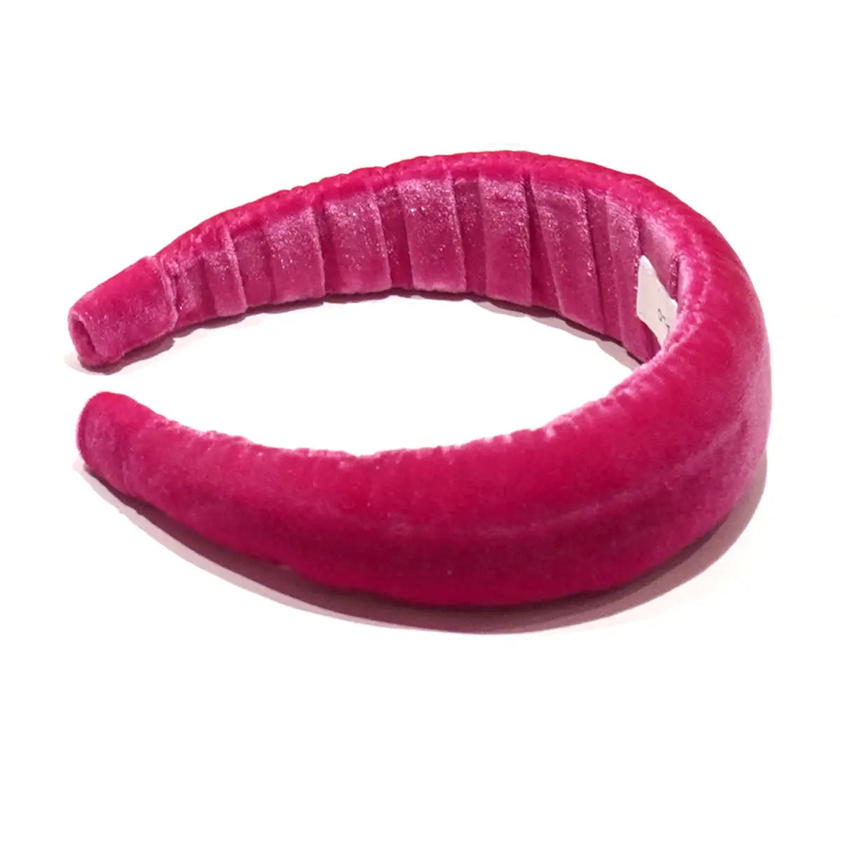 Cerchietto liscio per capelli di Alessandra Gallo  in ciniglia fucsia - vista frontale - Accessori - Day&Night Collection 