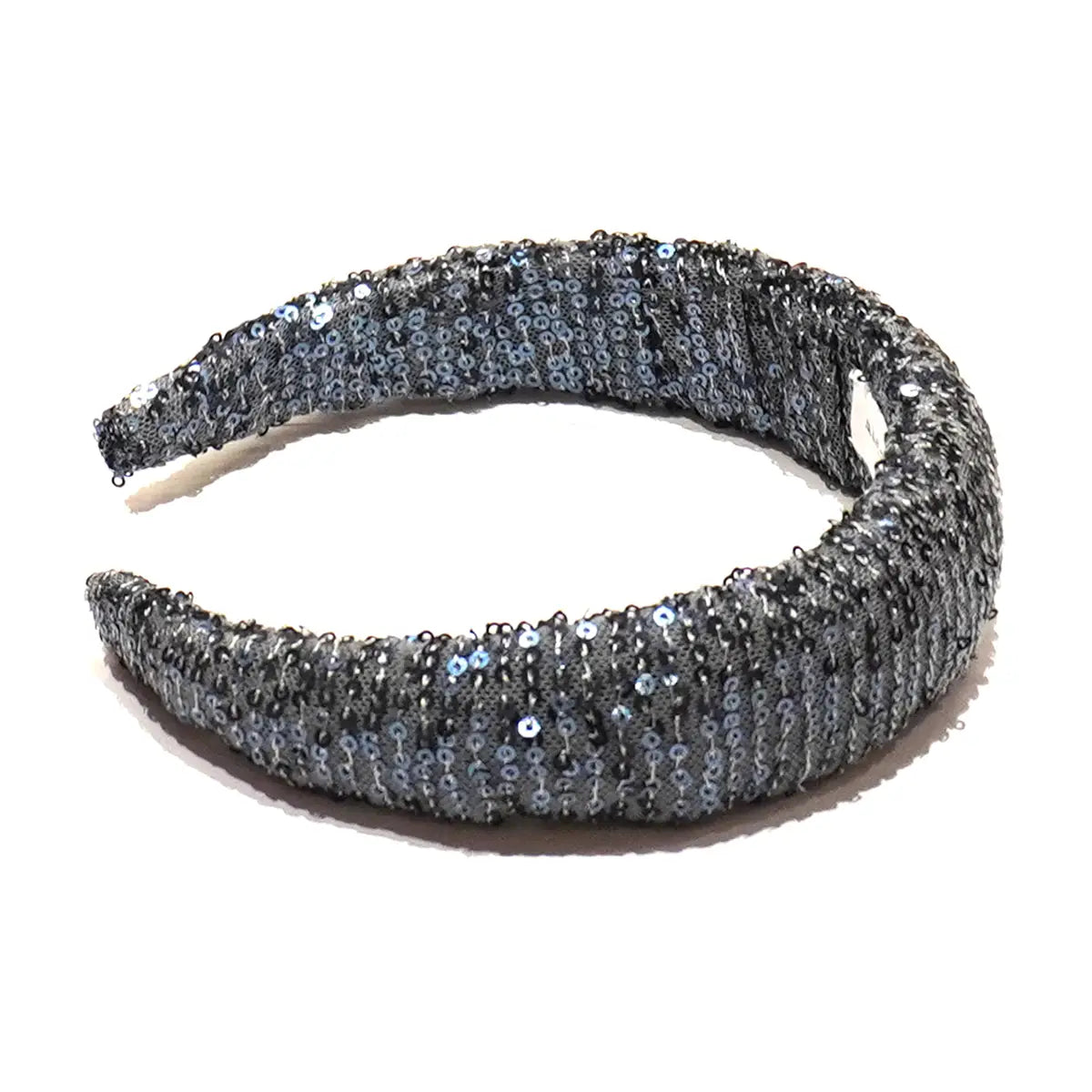 Cerchietto liscio in paillettes azzurre.