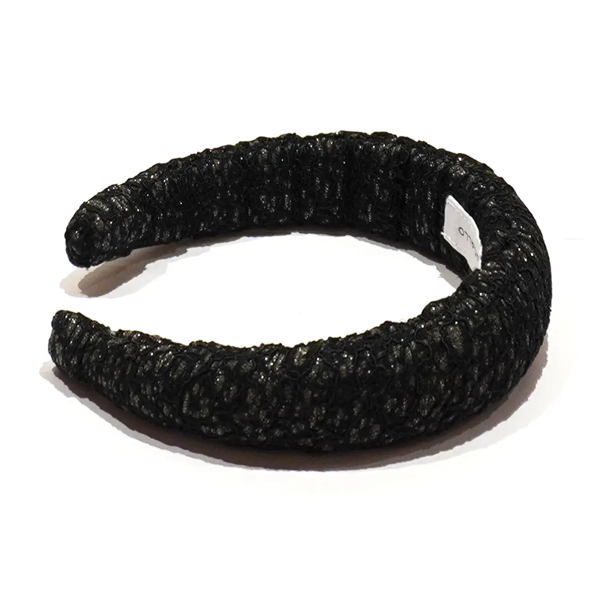 Cerchietto liscio per capelli di Alessandra Gallo  in pizzo nero - vista frontale - Accessori - The Dreamt Collection 