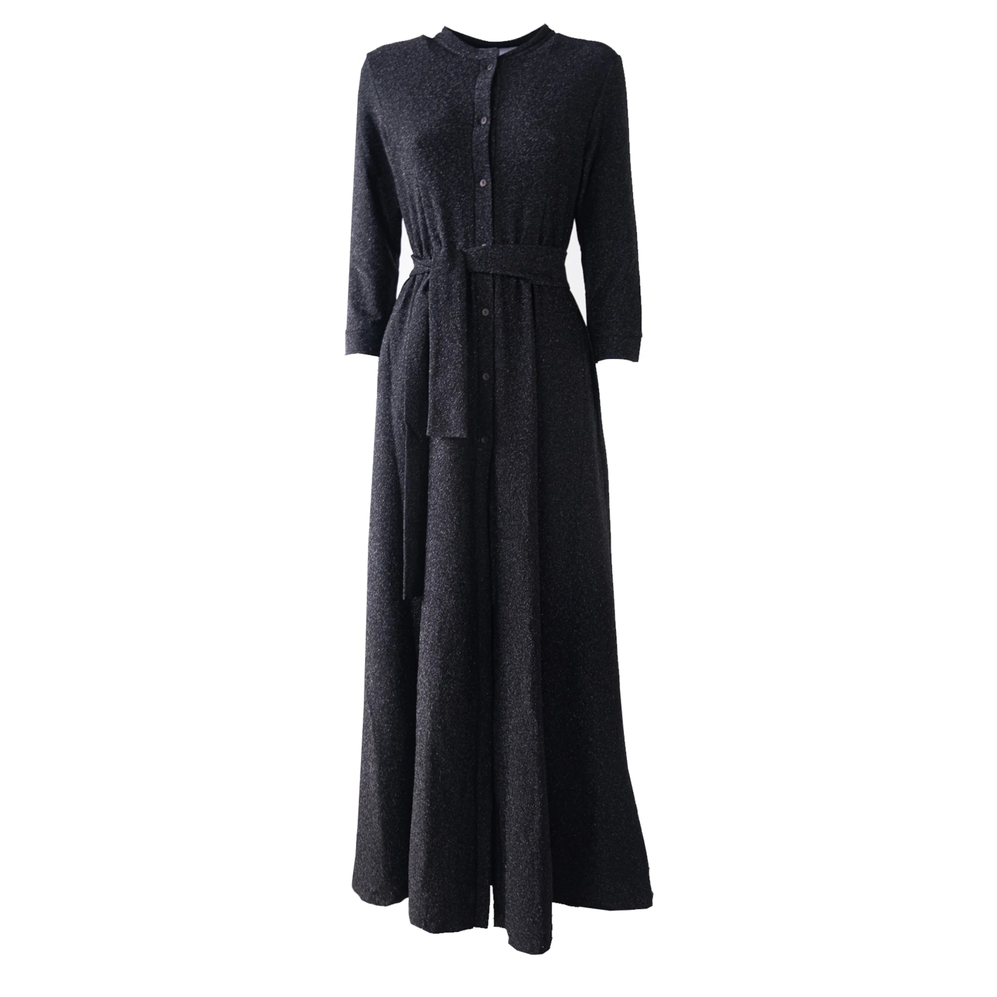 CLELIA - long black lurex shirt dress