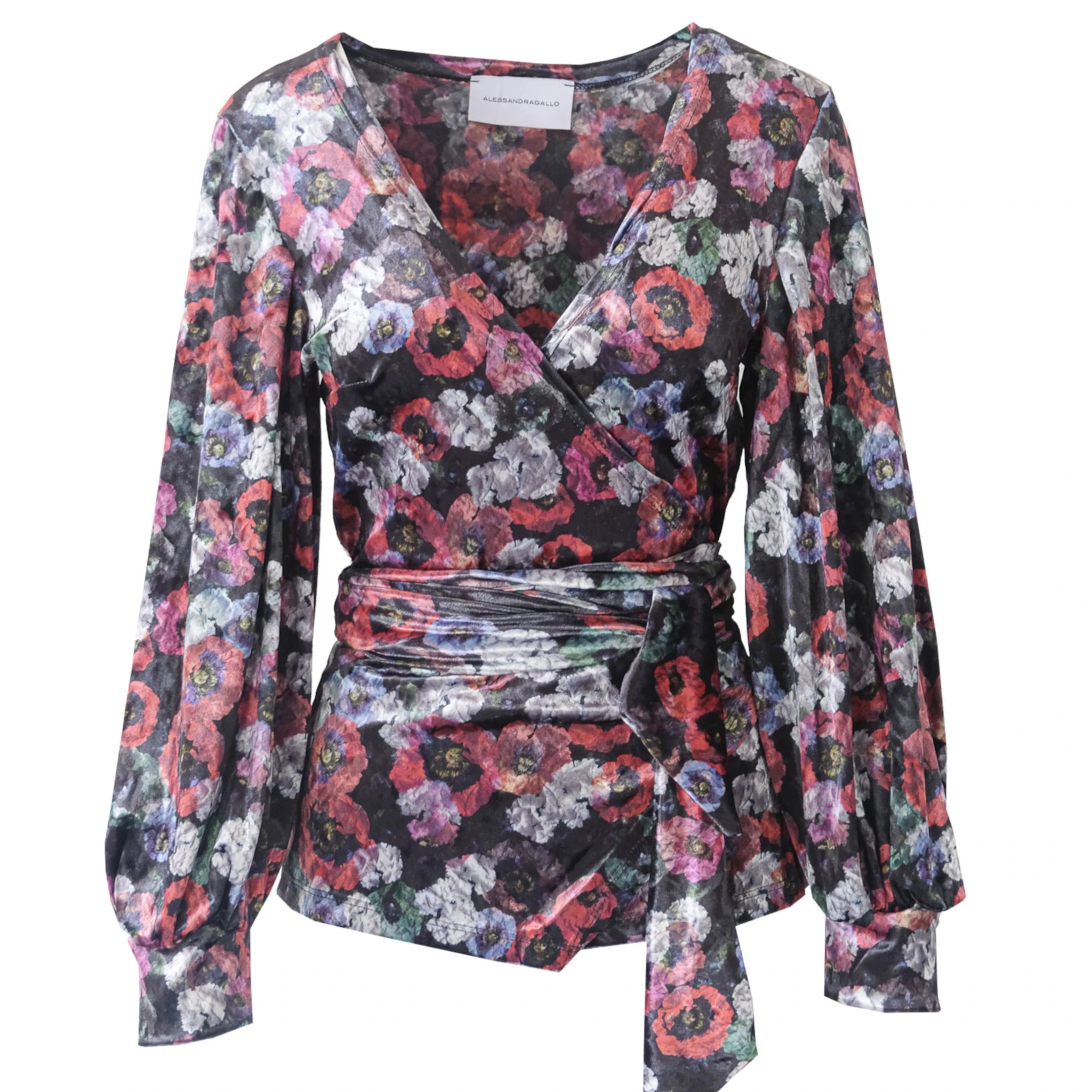 CLOE - blusa a portafoglio in ciniglia martellata floreale