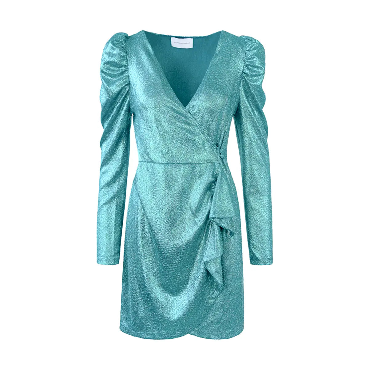 EMMA, abito corto in lurex verde.