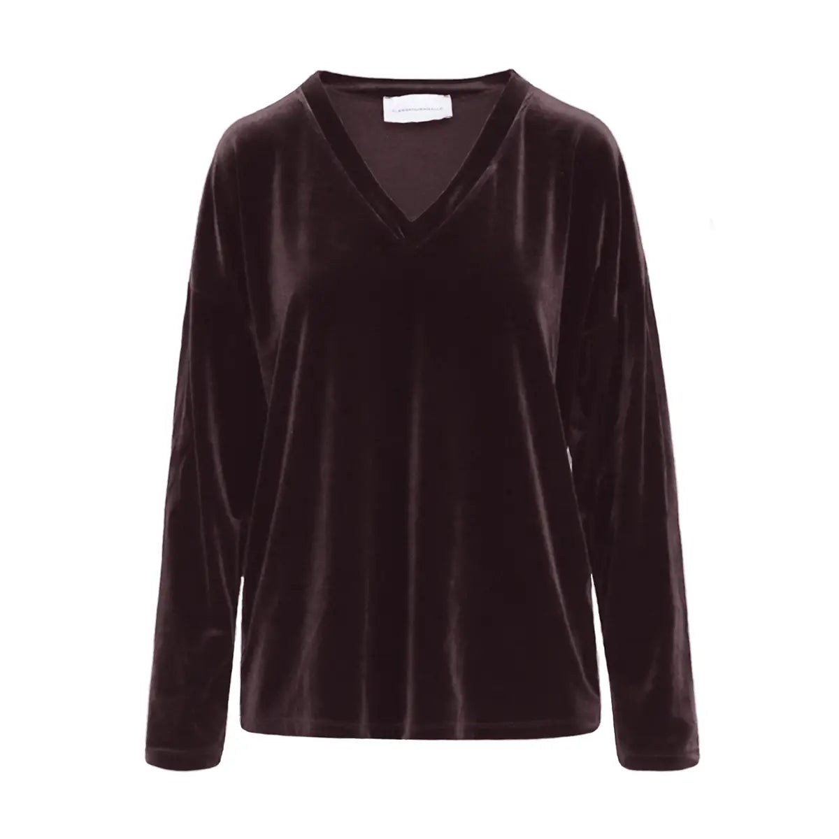 felpa over EVA di Alessandra Gallo in ciniglia marrone con scollo a V e maniche lunghe - vista frontale - Day&Night collection