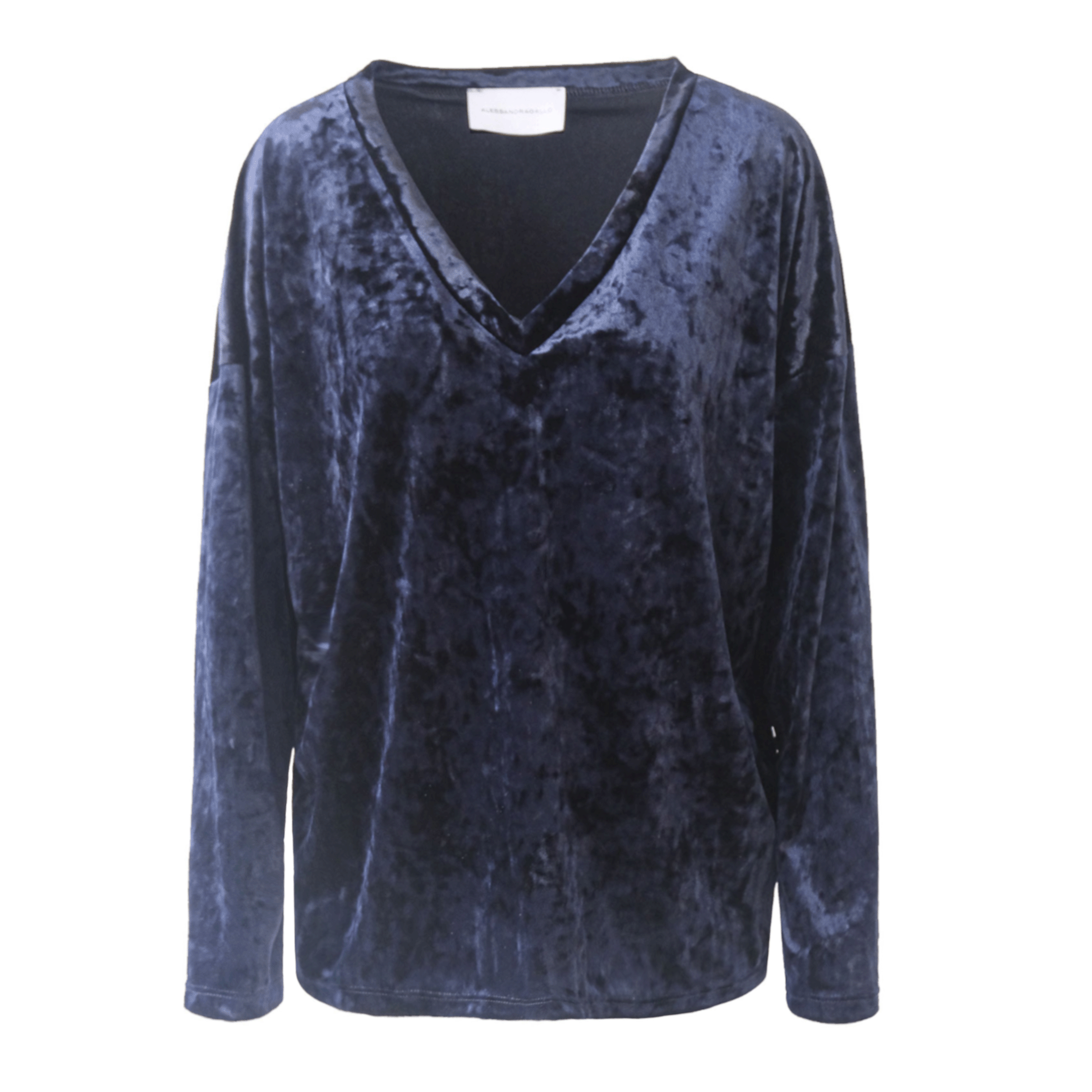 EVA felpa Alessandra Gallo in ciniglia martellata blu con scollo a V - day & night collection