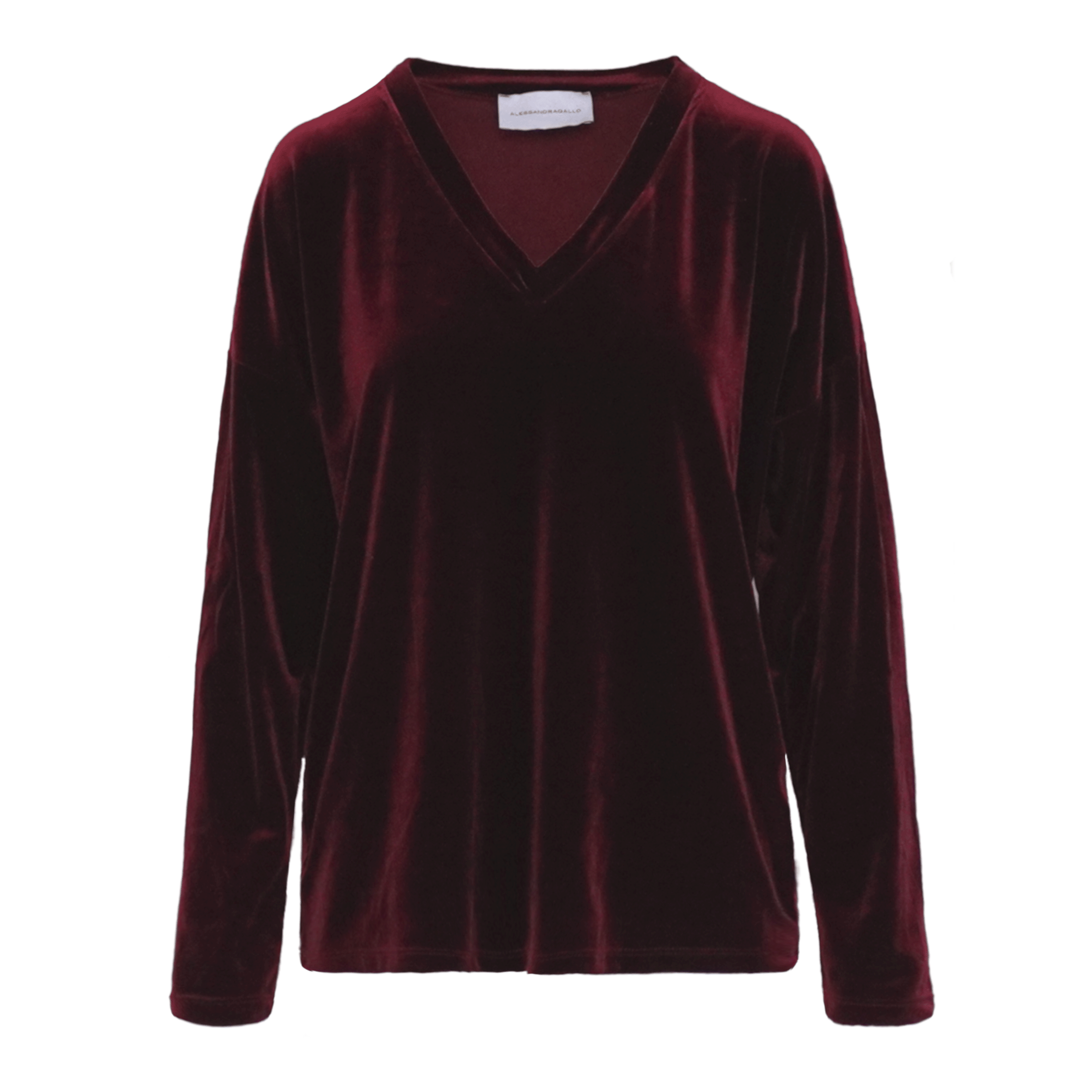 EVA felpa Alessandra Gallo in ciniglia bordeaux con scollo a V - day & night collection