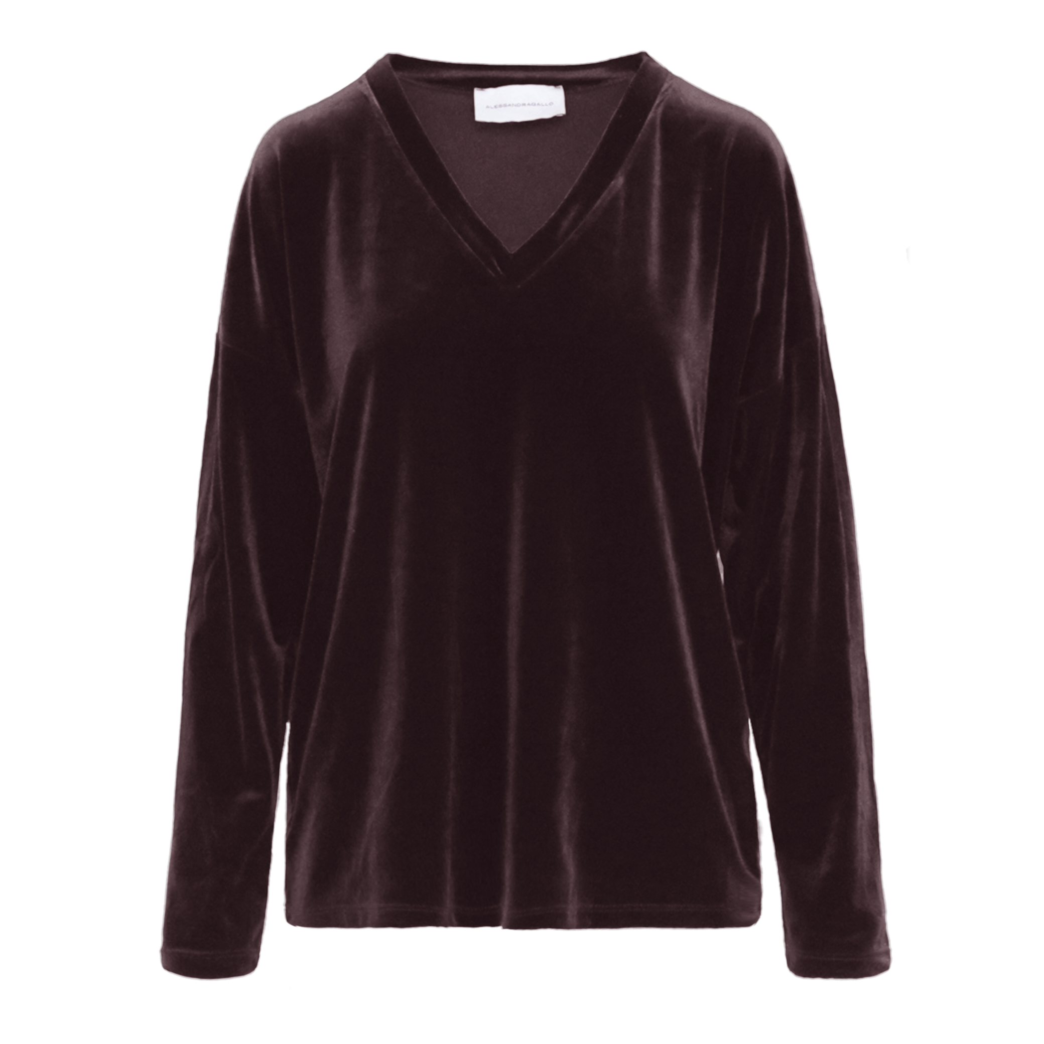 EVA felpa Alessandra Gallo in ciniglia marrone con scollo a V - day & night collection