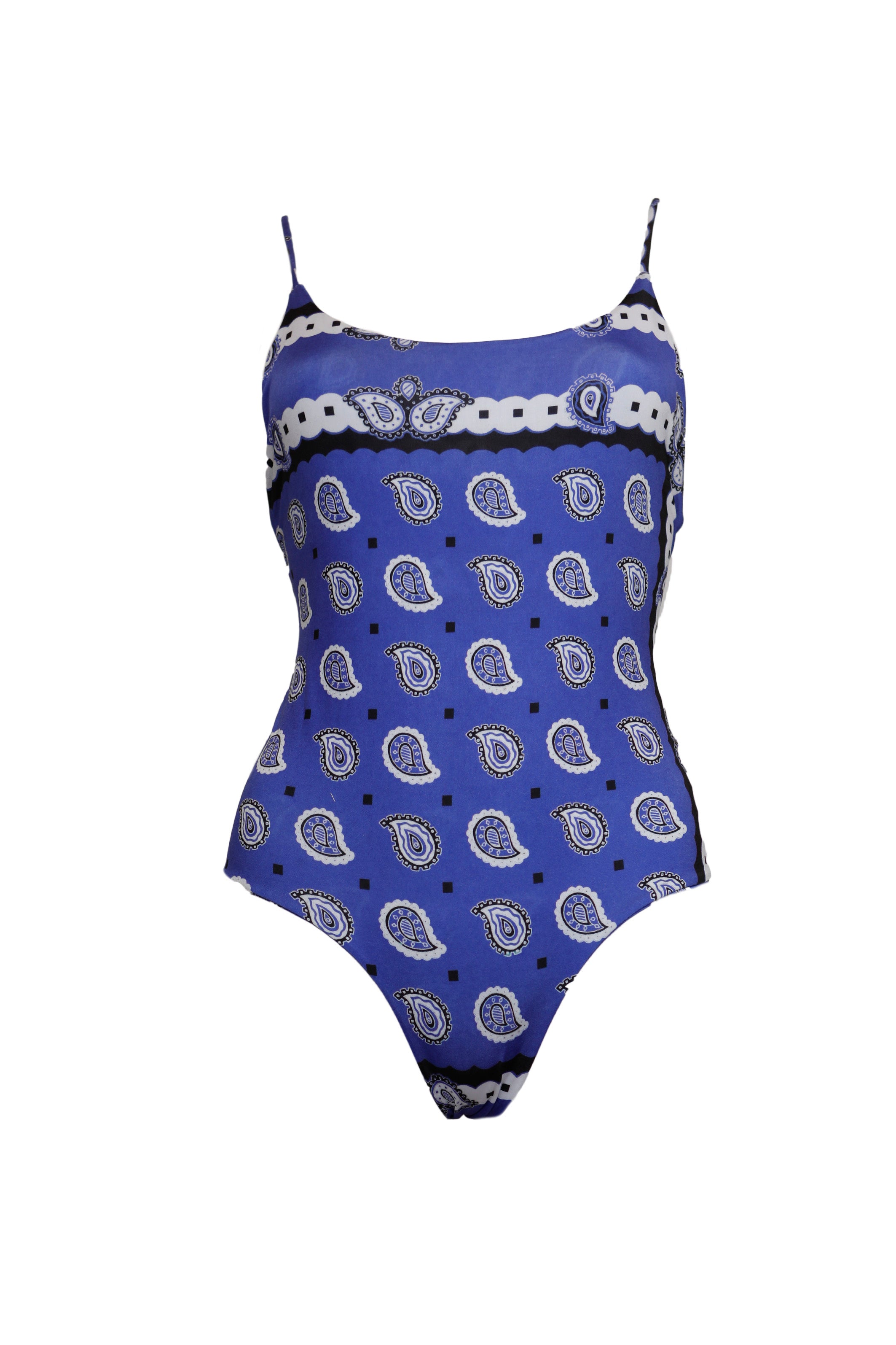 FEDERICA - bodysuit in print bandana ibiza blue lycra