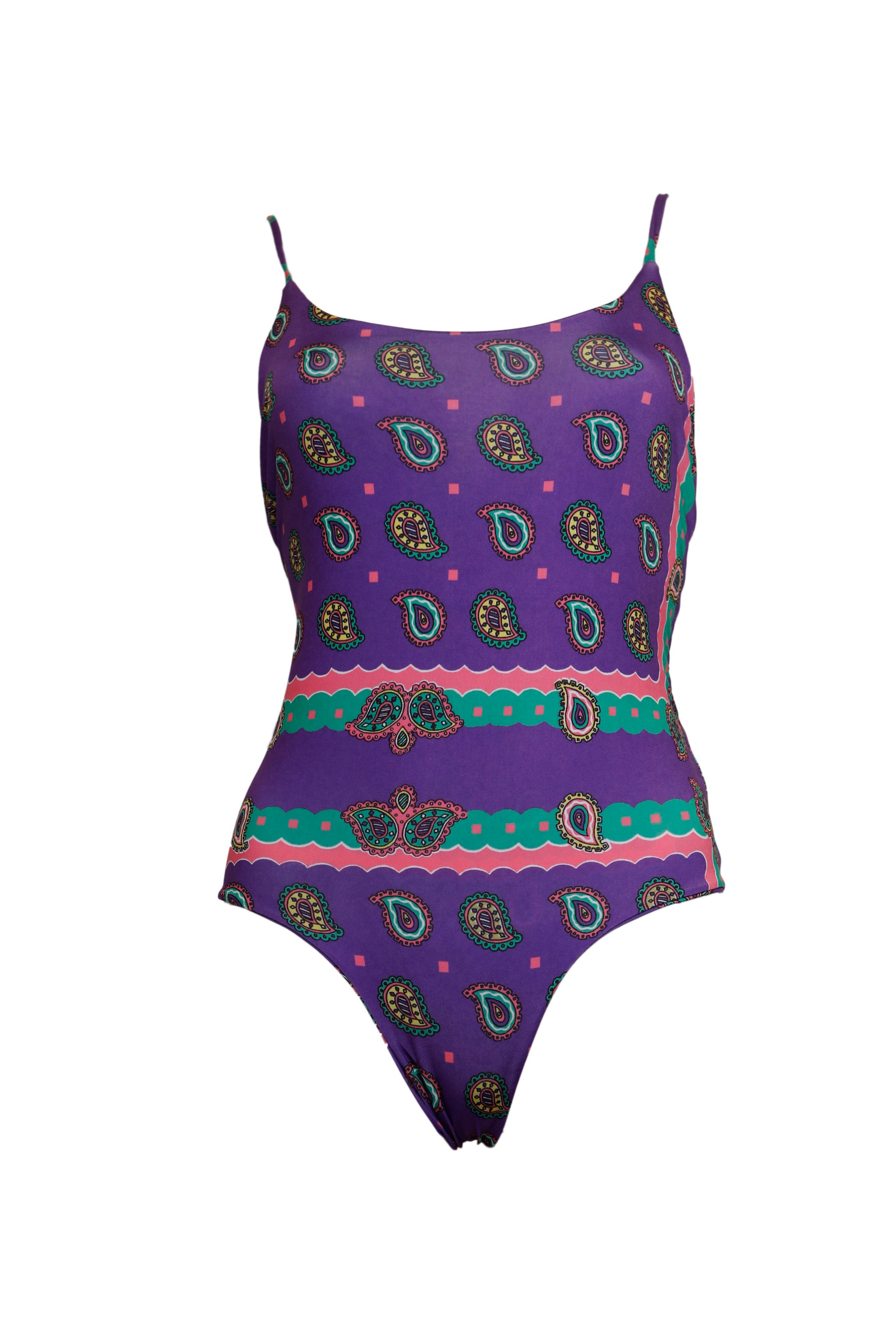 FEDERICA - bodysuit in print bandana ibiza purple lycra