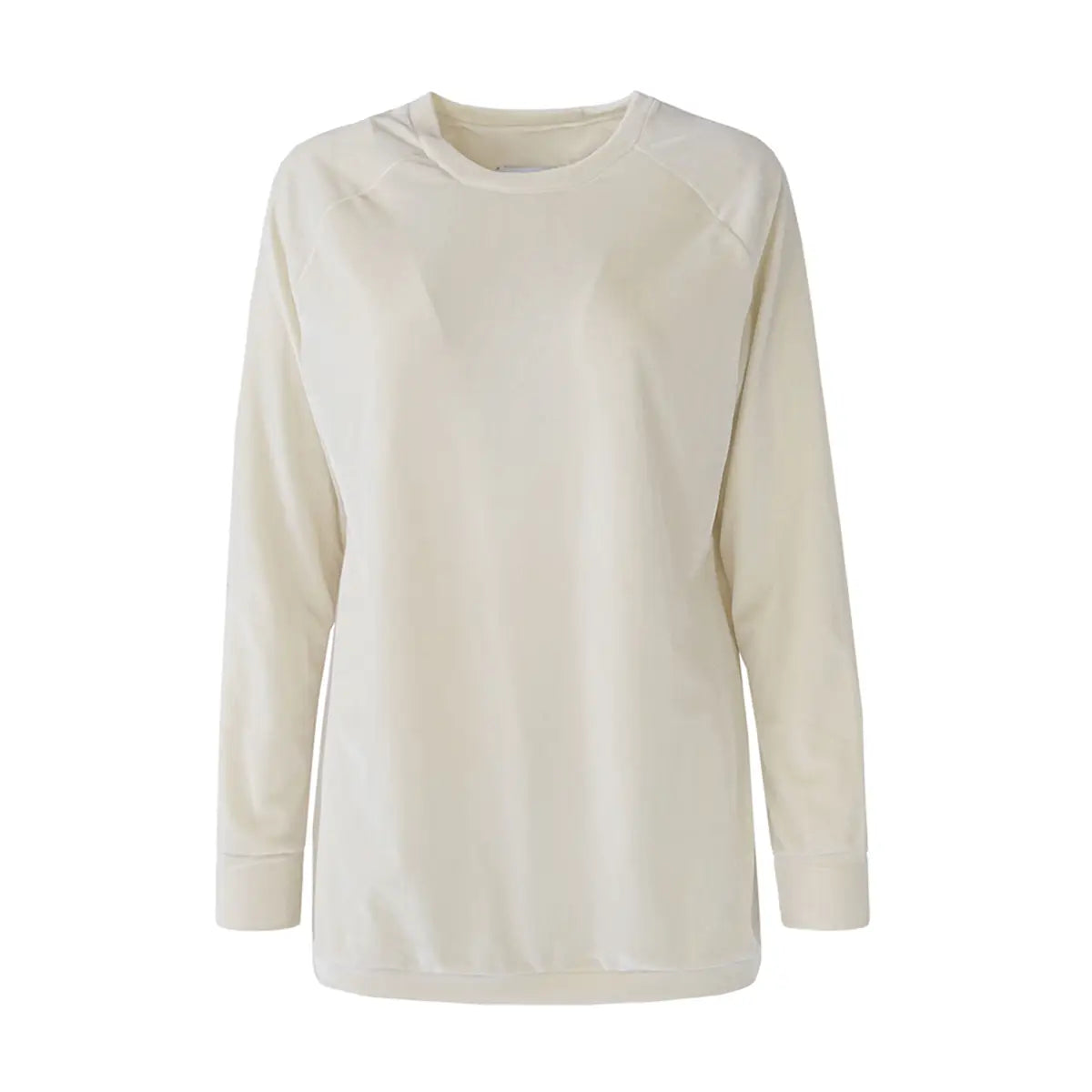 Felpa a girocollo FLORA di Alessandra Gallo in ciniglia crema con maniche lunghe - vista frontale - Day&Night Collection