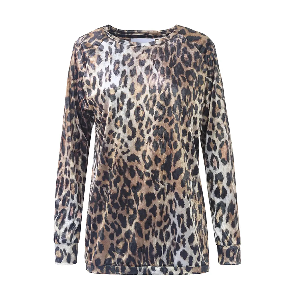 Felpa  a girocollo FLORA di Alessandra Gallo in ciniglia martellata fantasia animalier con maniche lunghe - vista frontale - Day&Night Collection