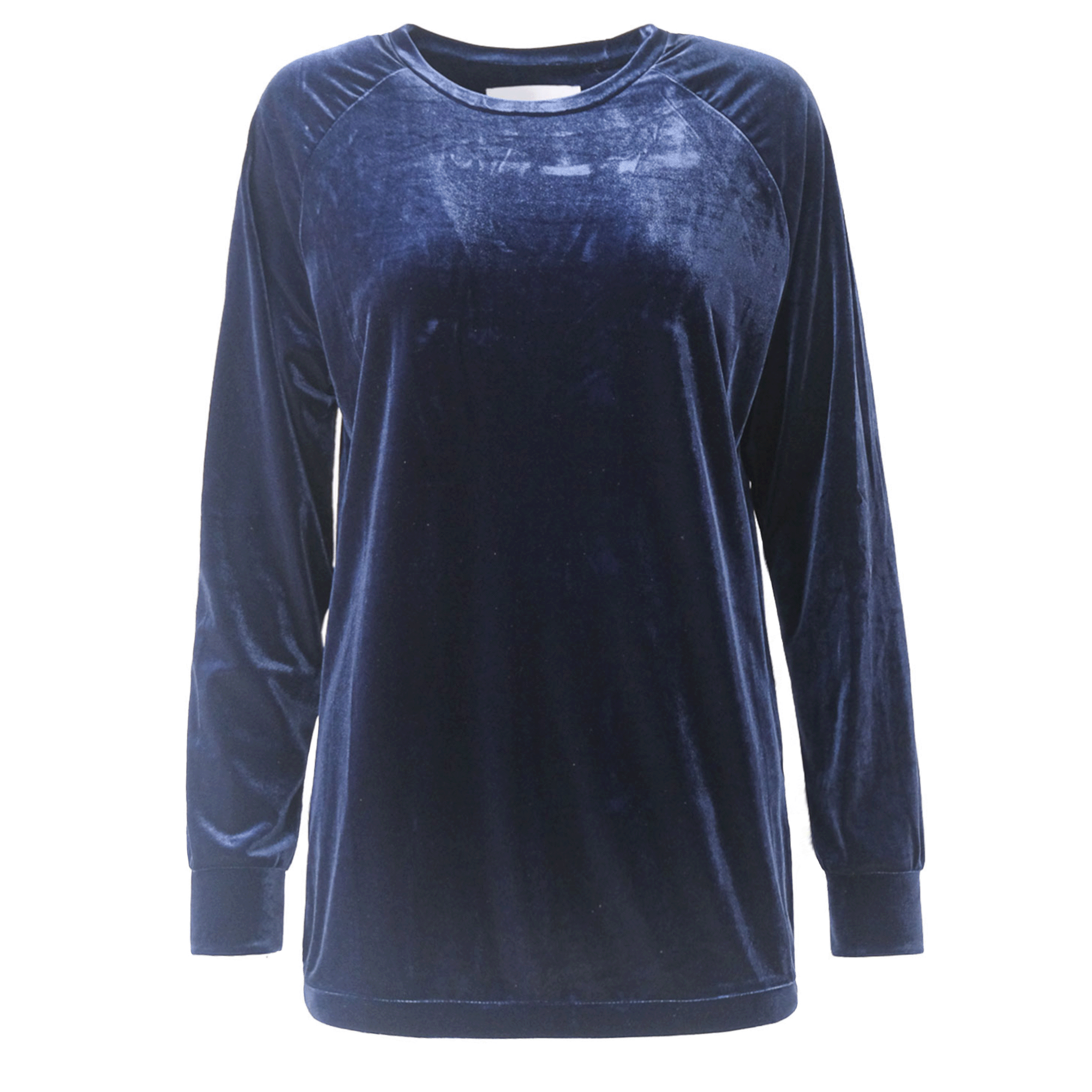 Felpa FLORA ciniglia blu girocollo - vista frontale Day&Night Collection