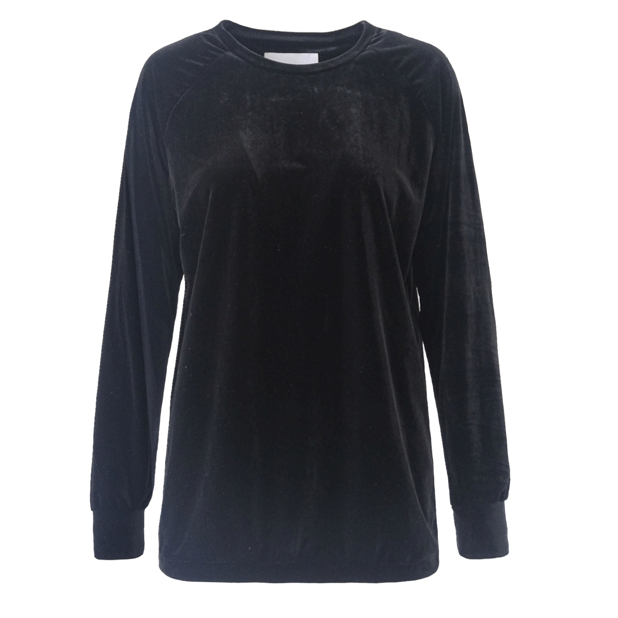Felpa FLORA ciniglia nera girocollo - vista frontale Day&Night Collection