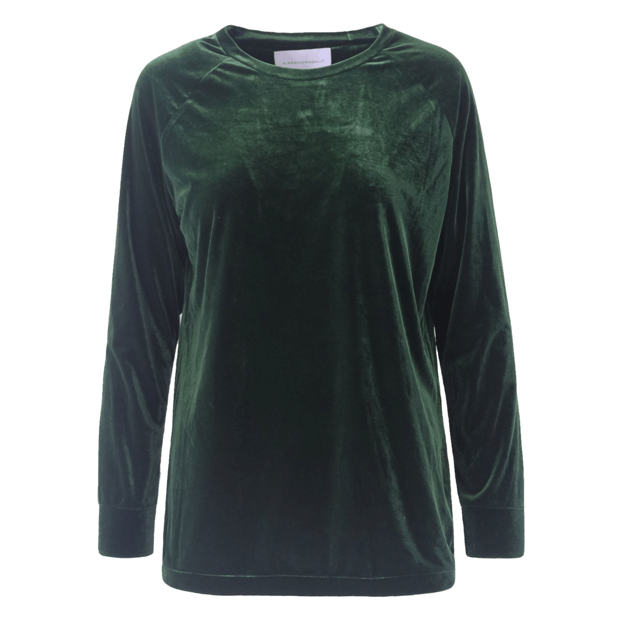 Felpa FLORA ciniglia verde smeraldo girocollo - vista frontale Day&Night Collection