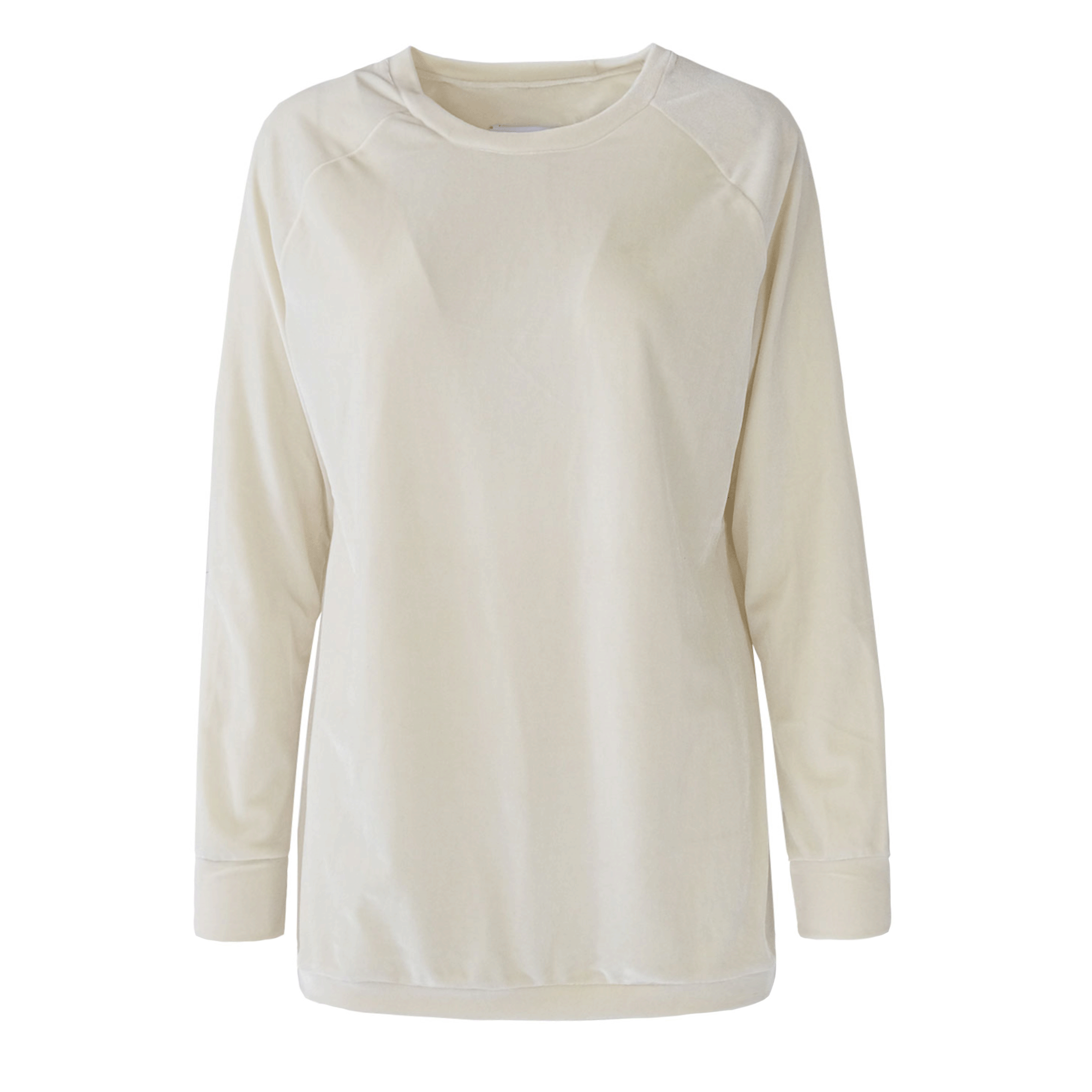 Felpa FLORA ciniglia crema girocollo - vista frontale Day&Night Collection