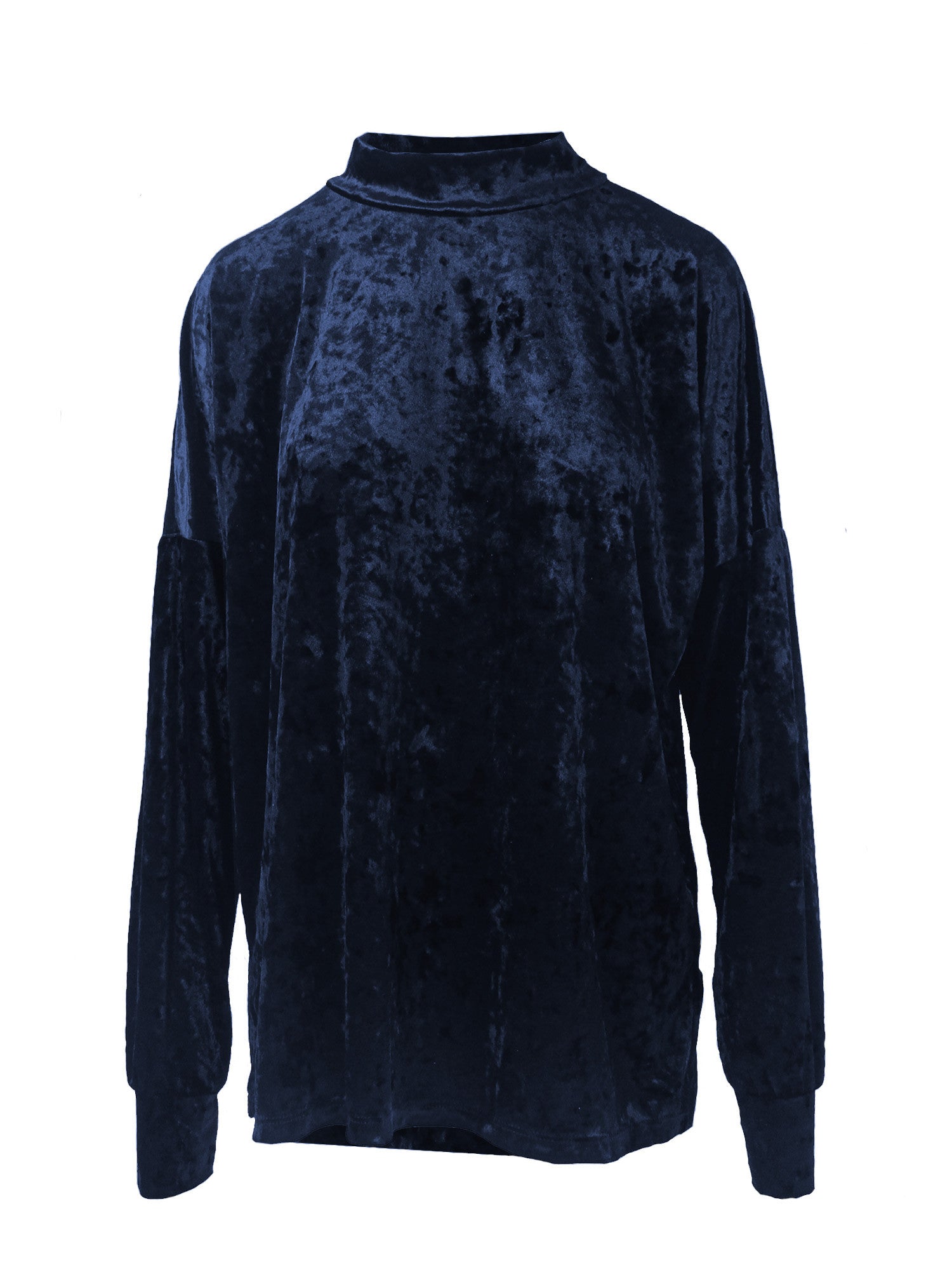 FLORENCE - sweatshirt over with turtleneck in blue hammered chenille