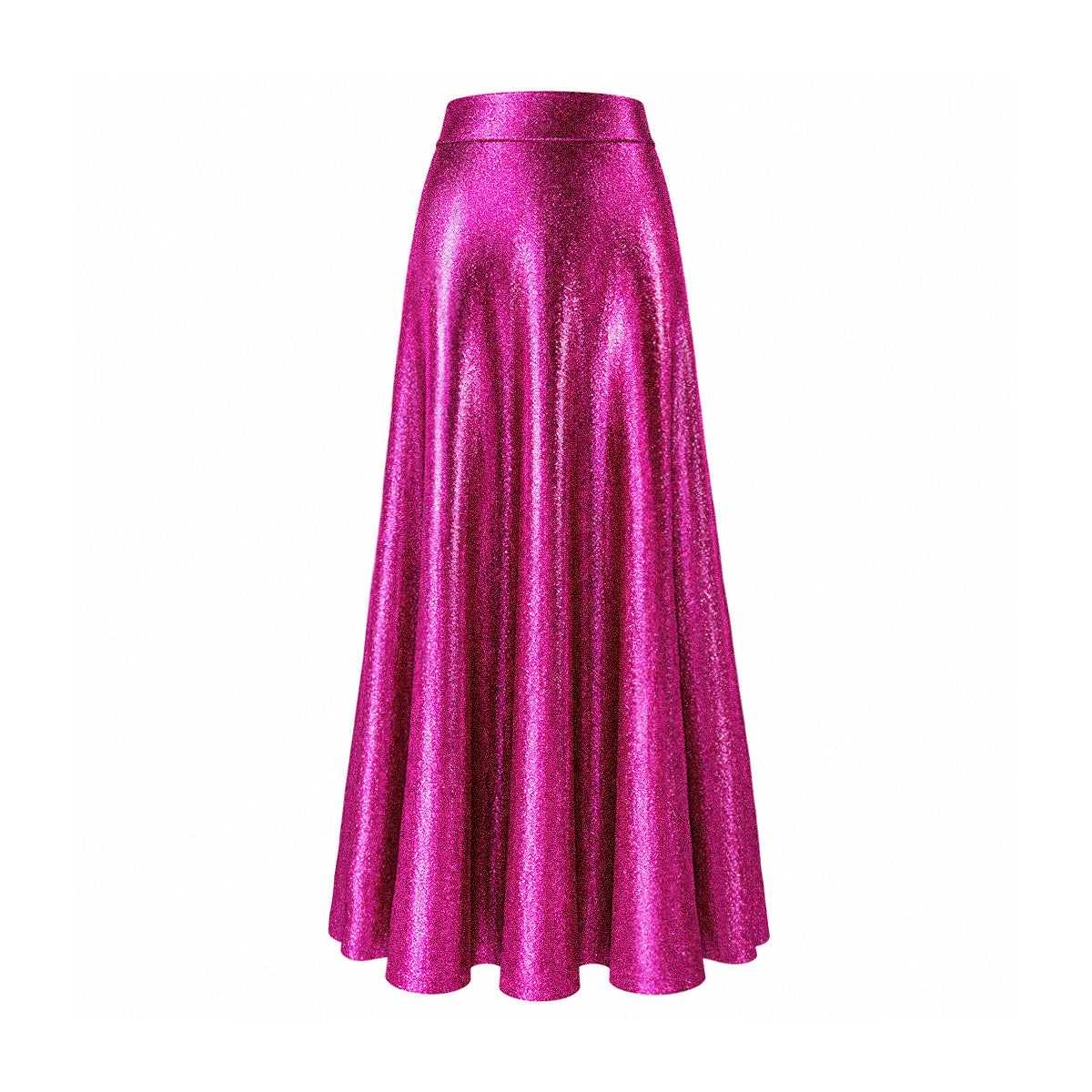 TOSCA, gonna lunga in lurex fucsia con linea svasata.