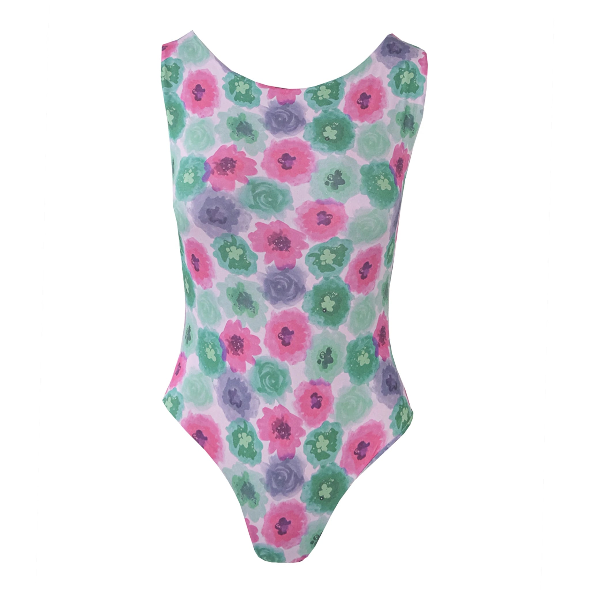 ILENIA body in lycra Peonies - elegante body Made in Italy Stretch Collection