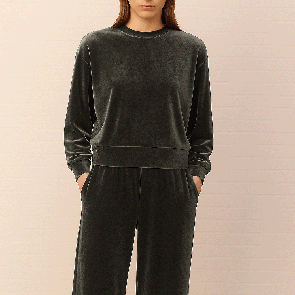 IOLE - Crop Sweatshirt in Grey Chenille 