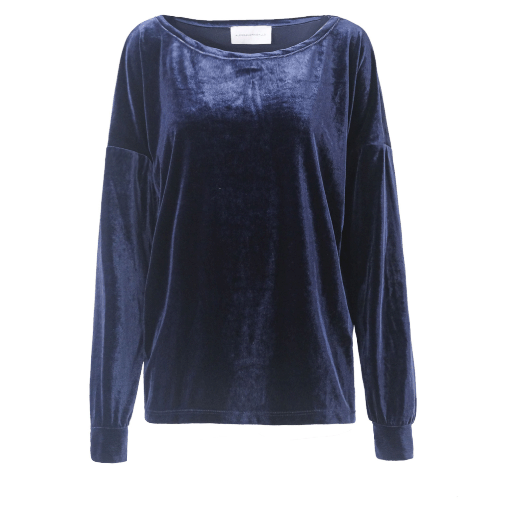 Felpa LAVINIA ciniglia blu scollo barchetta - vista frontale Day&Night Collection