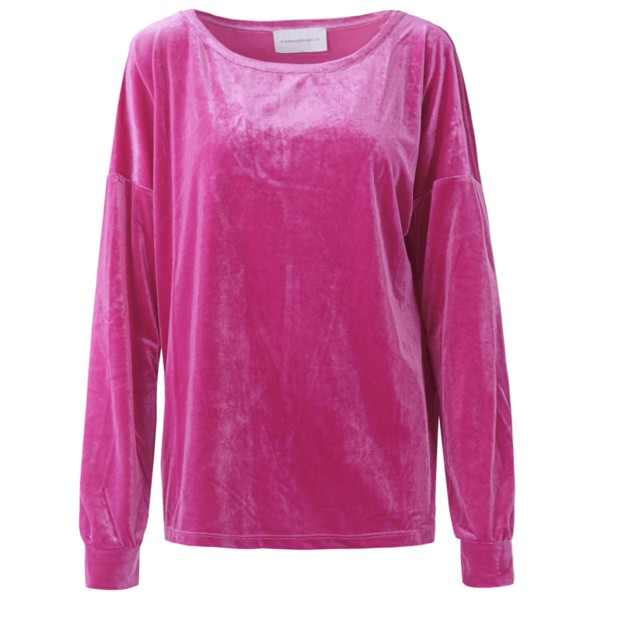 Felpa LAVINIA ciniglia fucsia scollo barchetta - vista frontale Day&Night Collection