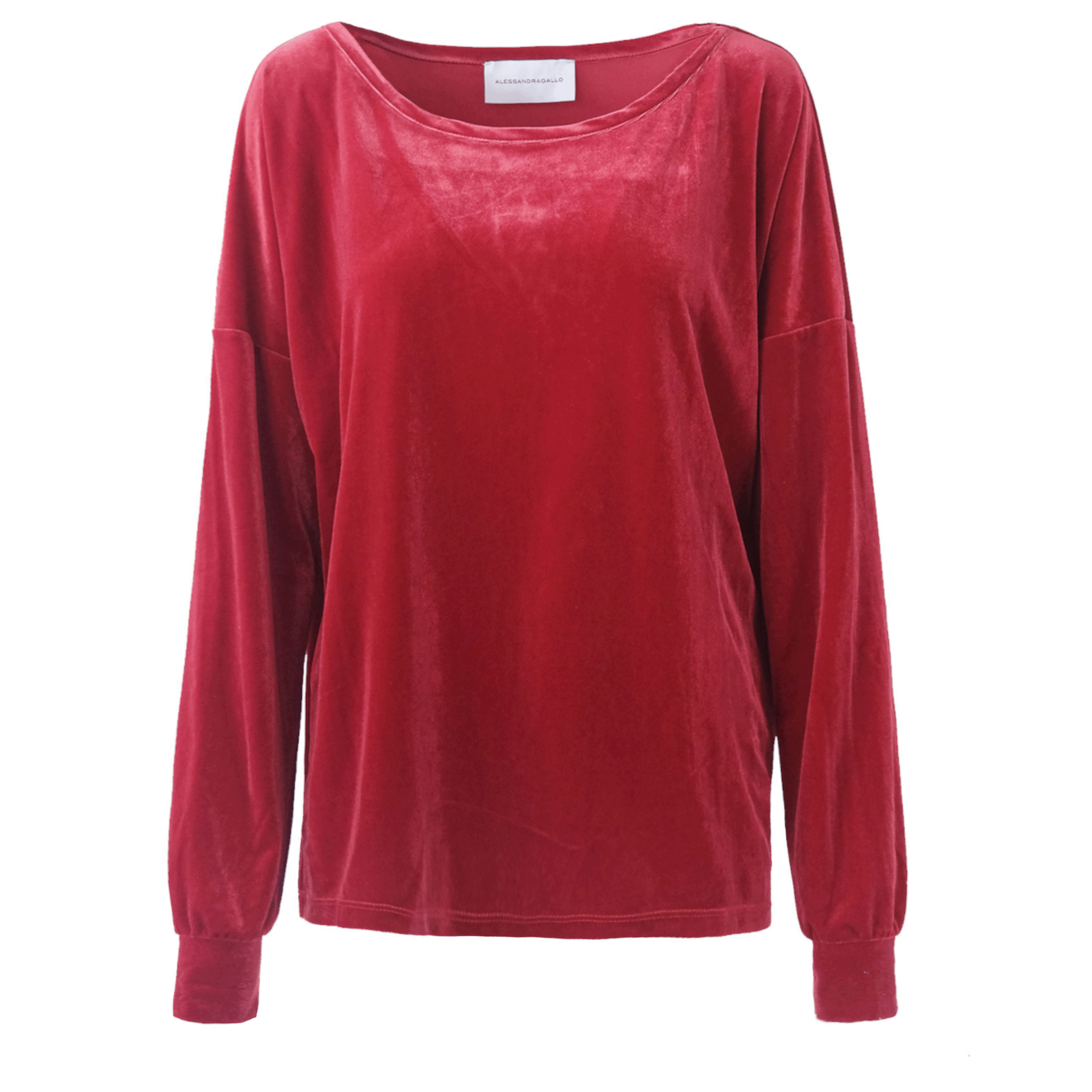 Felpa LAVINIA ciniglia rossa scollo barchetta - vista frontale Day&Night Collection