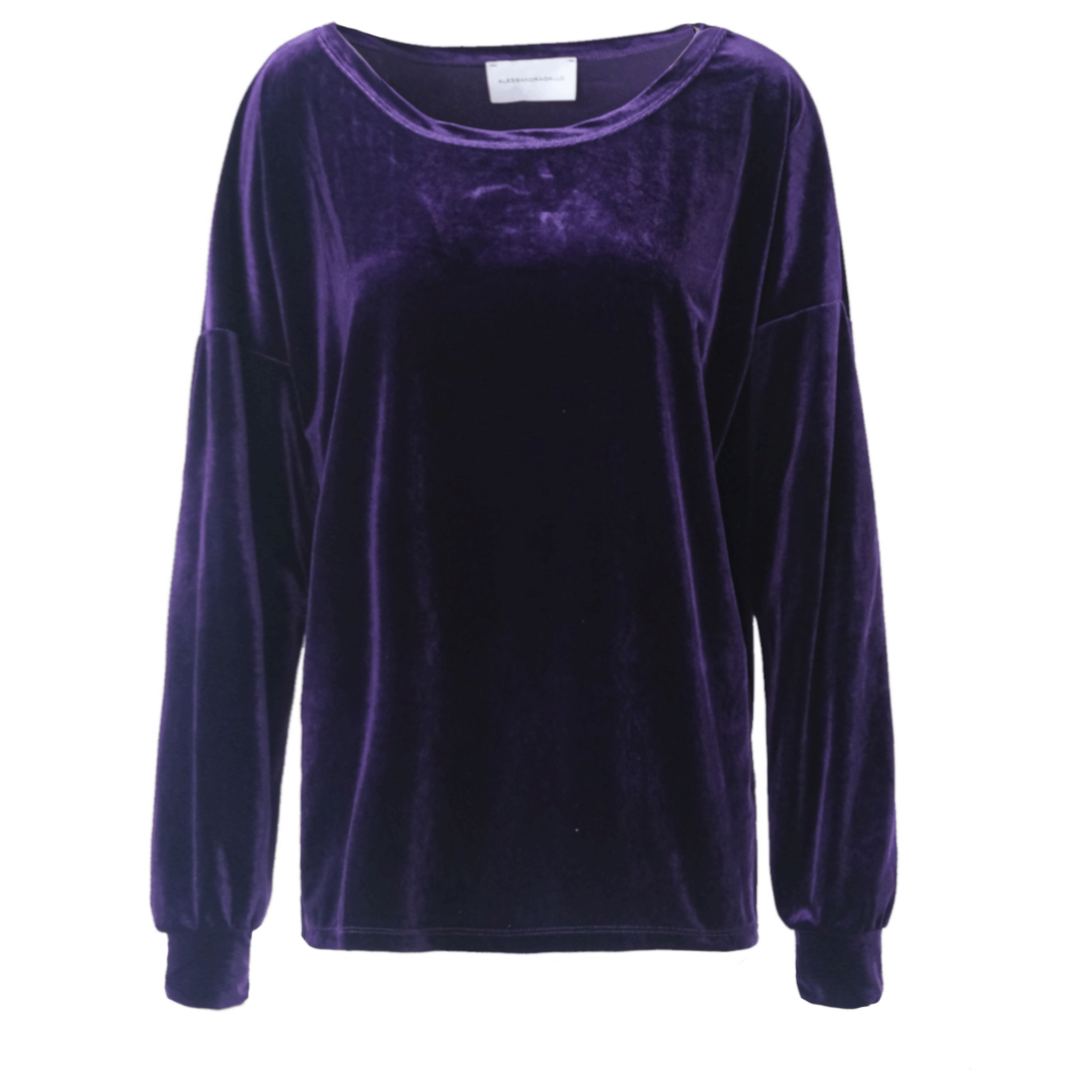 Felpa LAVINIA ciniglia viola scollo barchetta - vista frontale Day&Night Collection