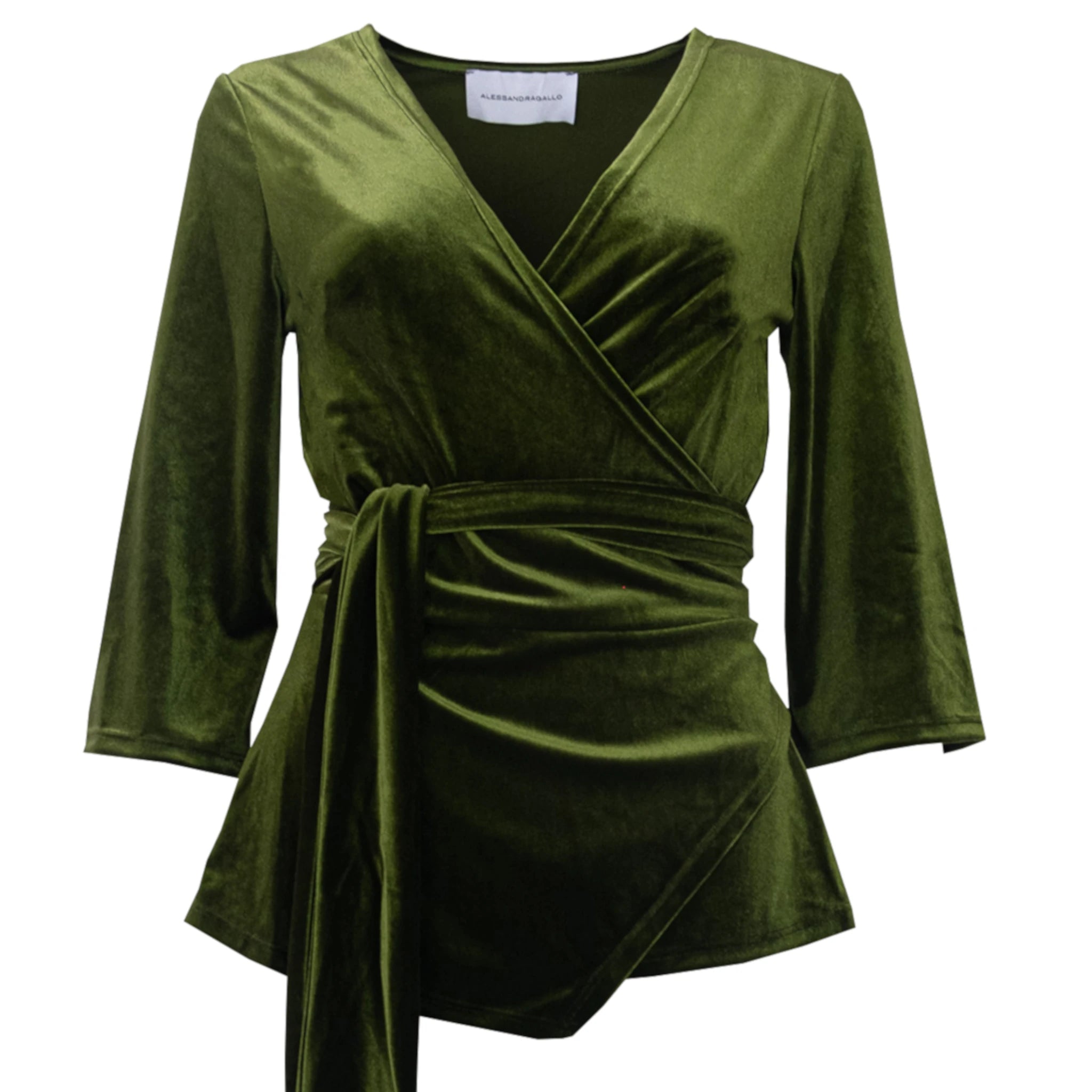 LEONORE - blusa a portafoglio in ciniglia verde