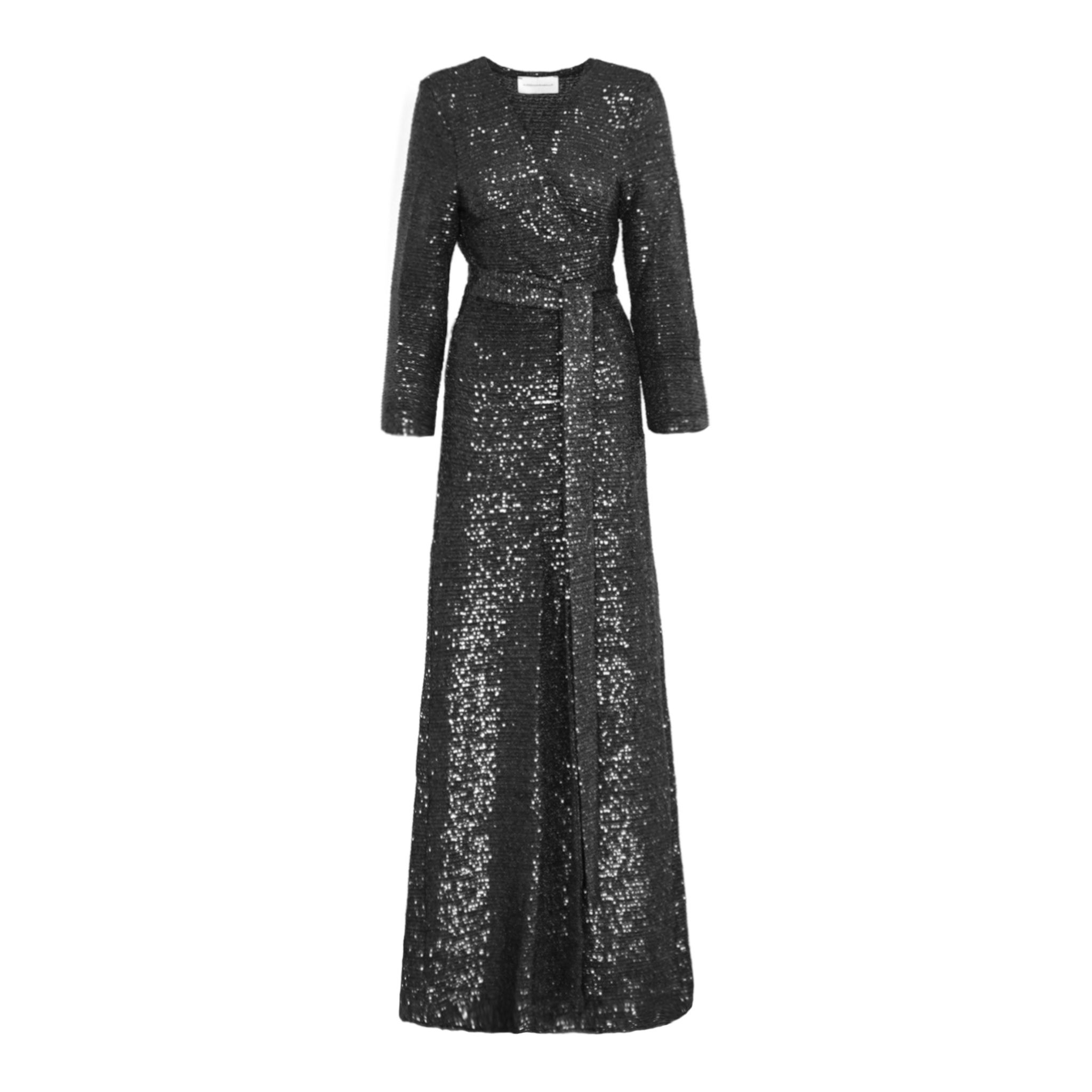 Abito LETIZIA paillettes nero - vista frontale scollo V The Light Collection