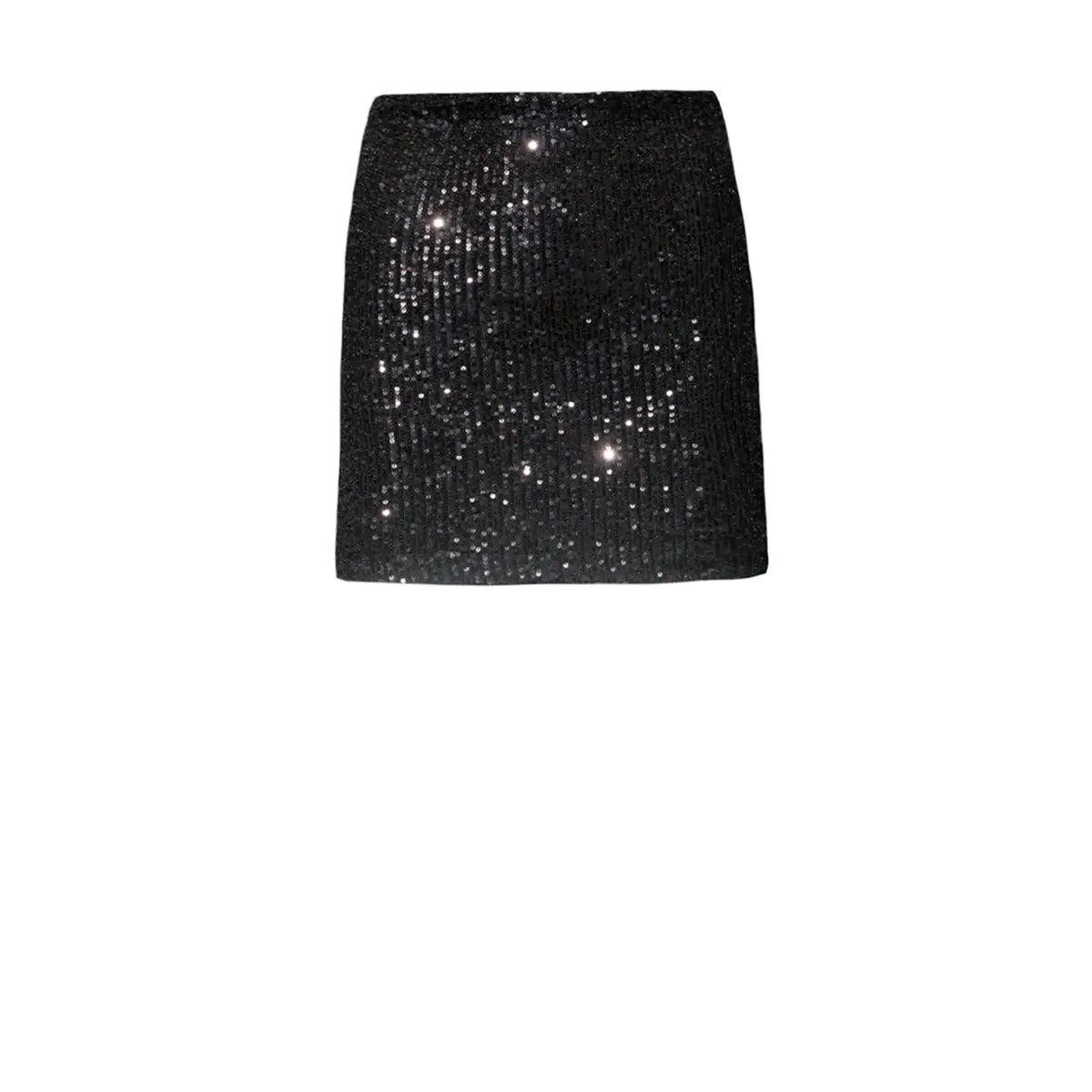 minigonna Linda di Alessandra Gallo in paillettes nere con vita elastica - vista frontale - The Light collection