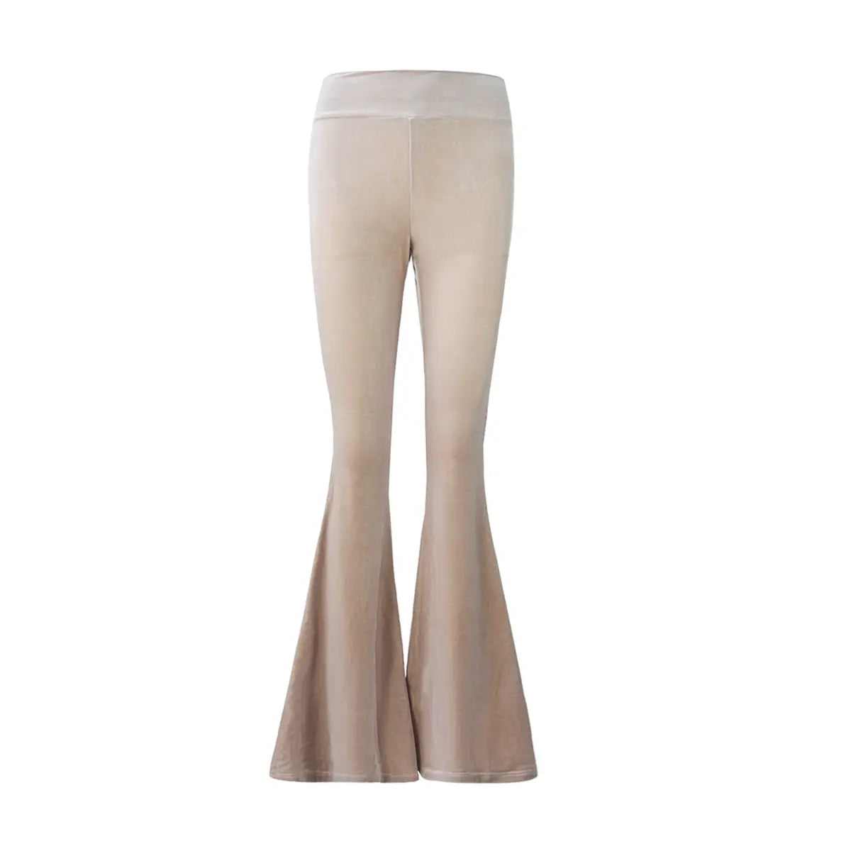 Pantalone a zampa LOLA di Alessandra Gallo in ciniglia beige con fascia a vita alta elasticizzata - vista frontale - Day&Night Collection